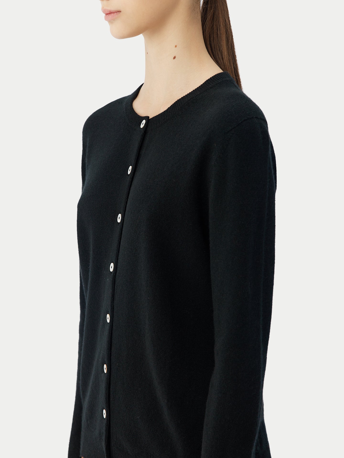 Cardigan col rond en Cachemire pour femmes Noir - Gobi Cashmere