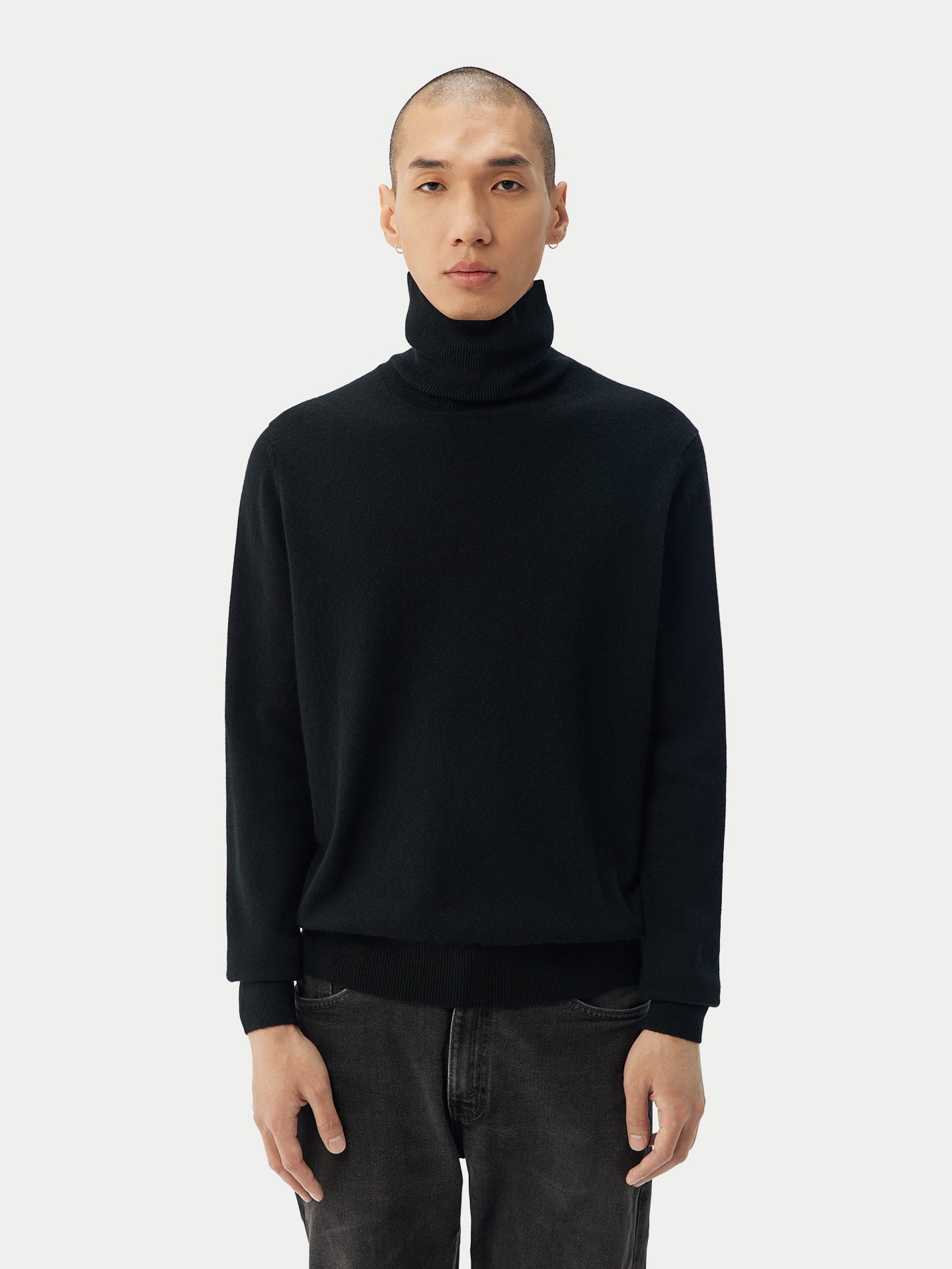 Col roulé homme en cachemire pour hommes noir - Gobi Cashmere