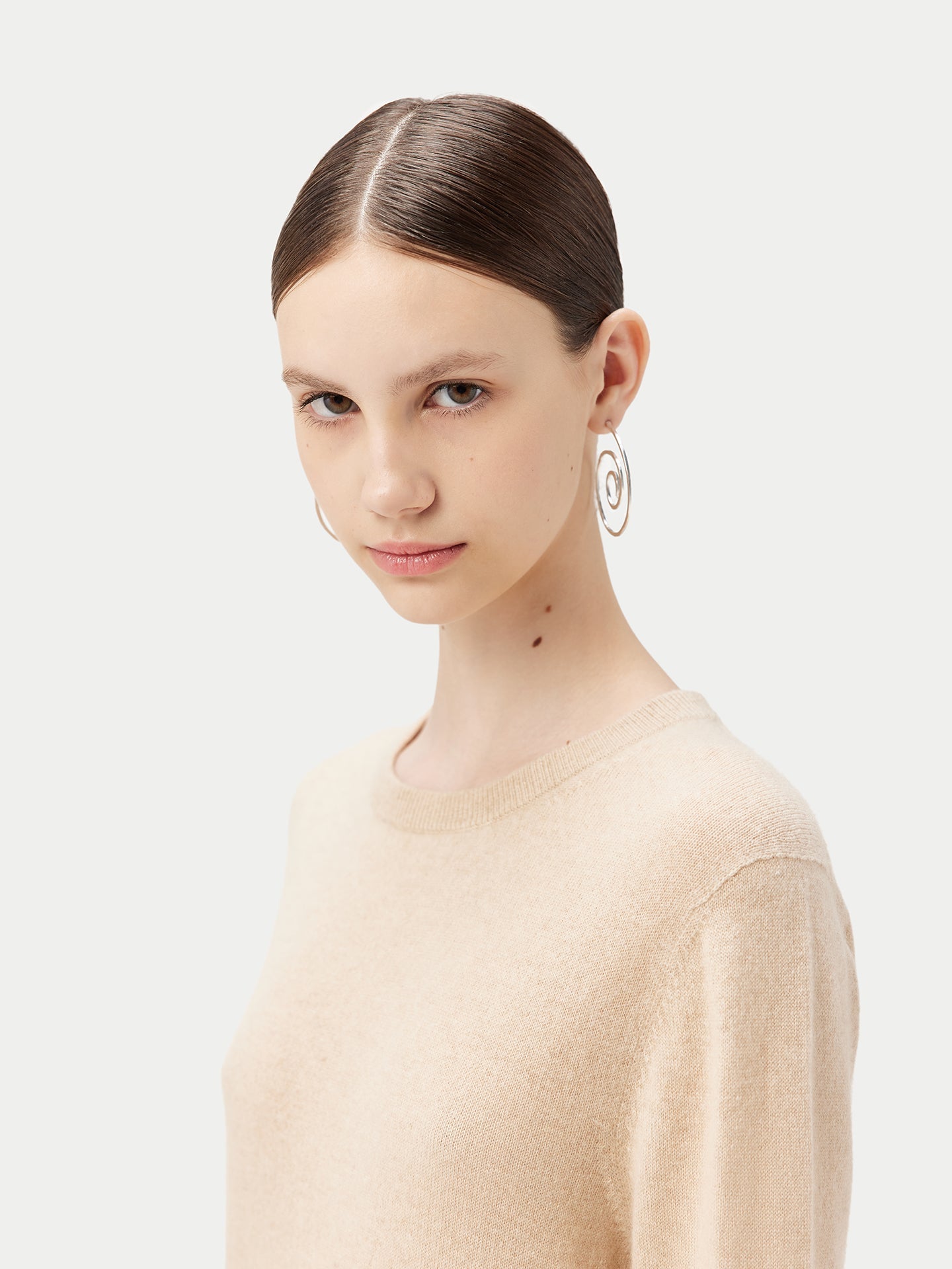 Pull col rond en Cachemire pour femmes Beige - Gobi Cashmere