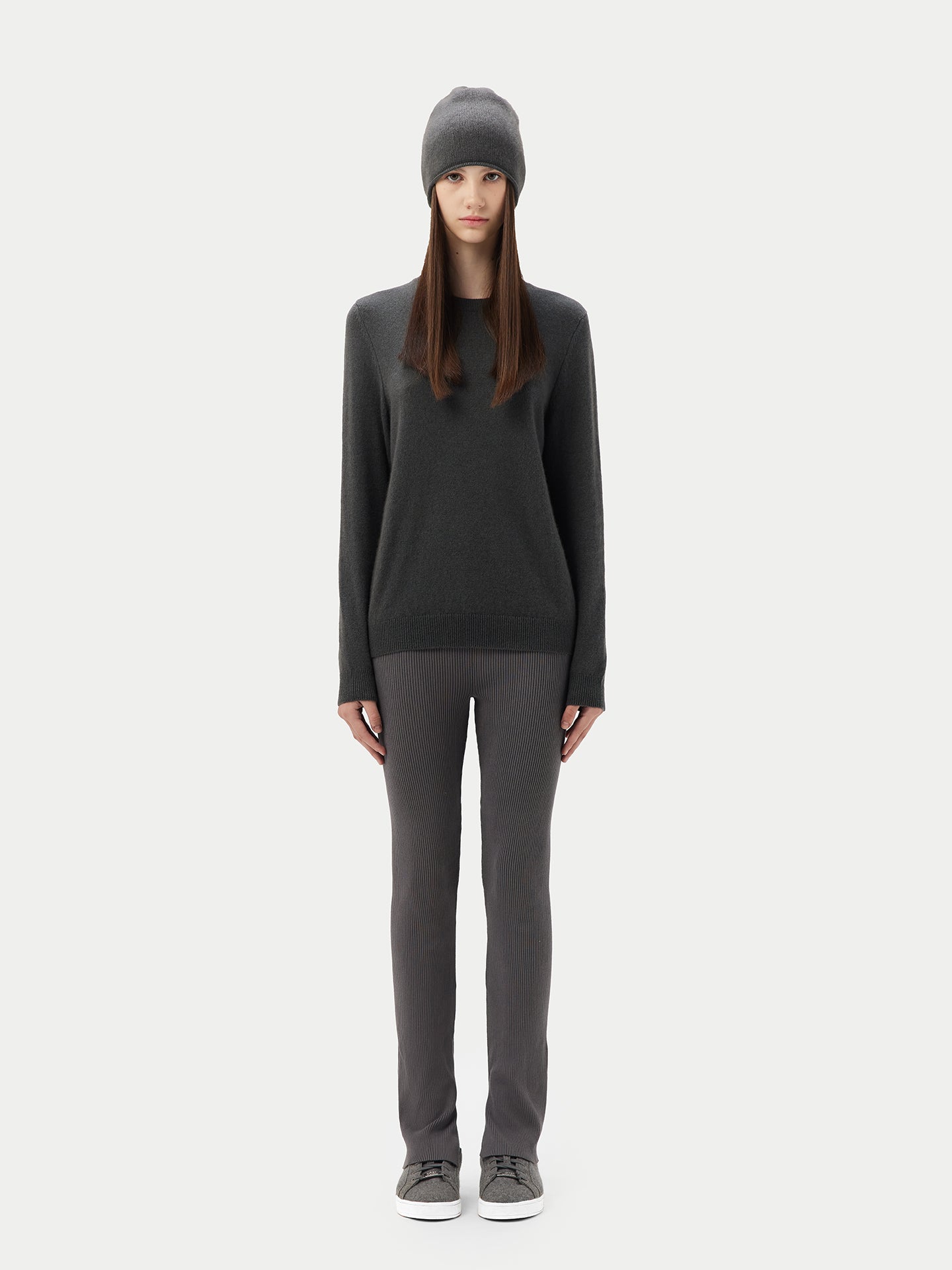 Cachemire léger pour femme Poids Basique Col Rond  Gris - Gobi Cashmere