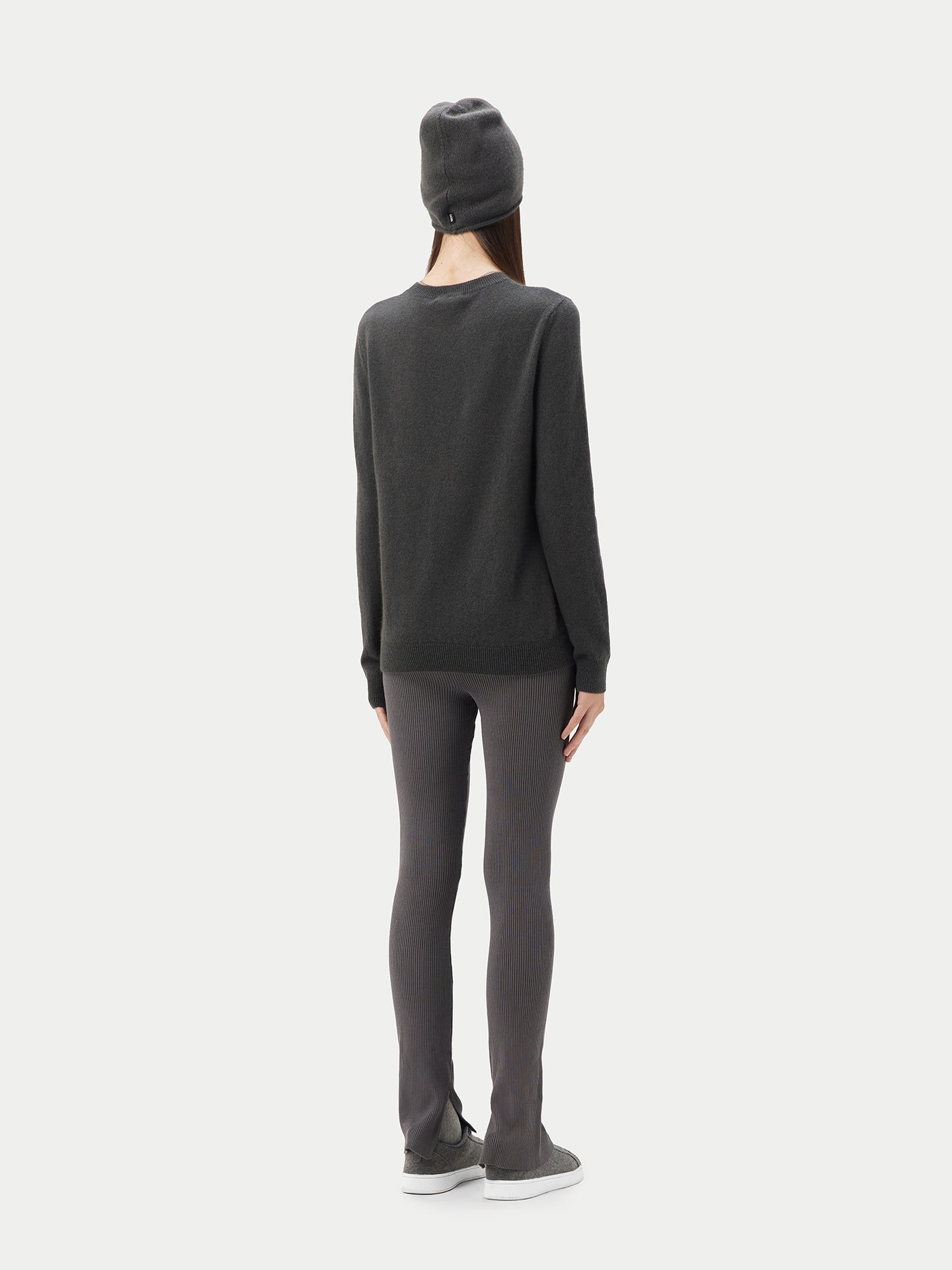 Cachemire léger pour femme Poids Basique Col Rond  Gris - Gobi Cashmere