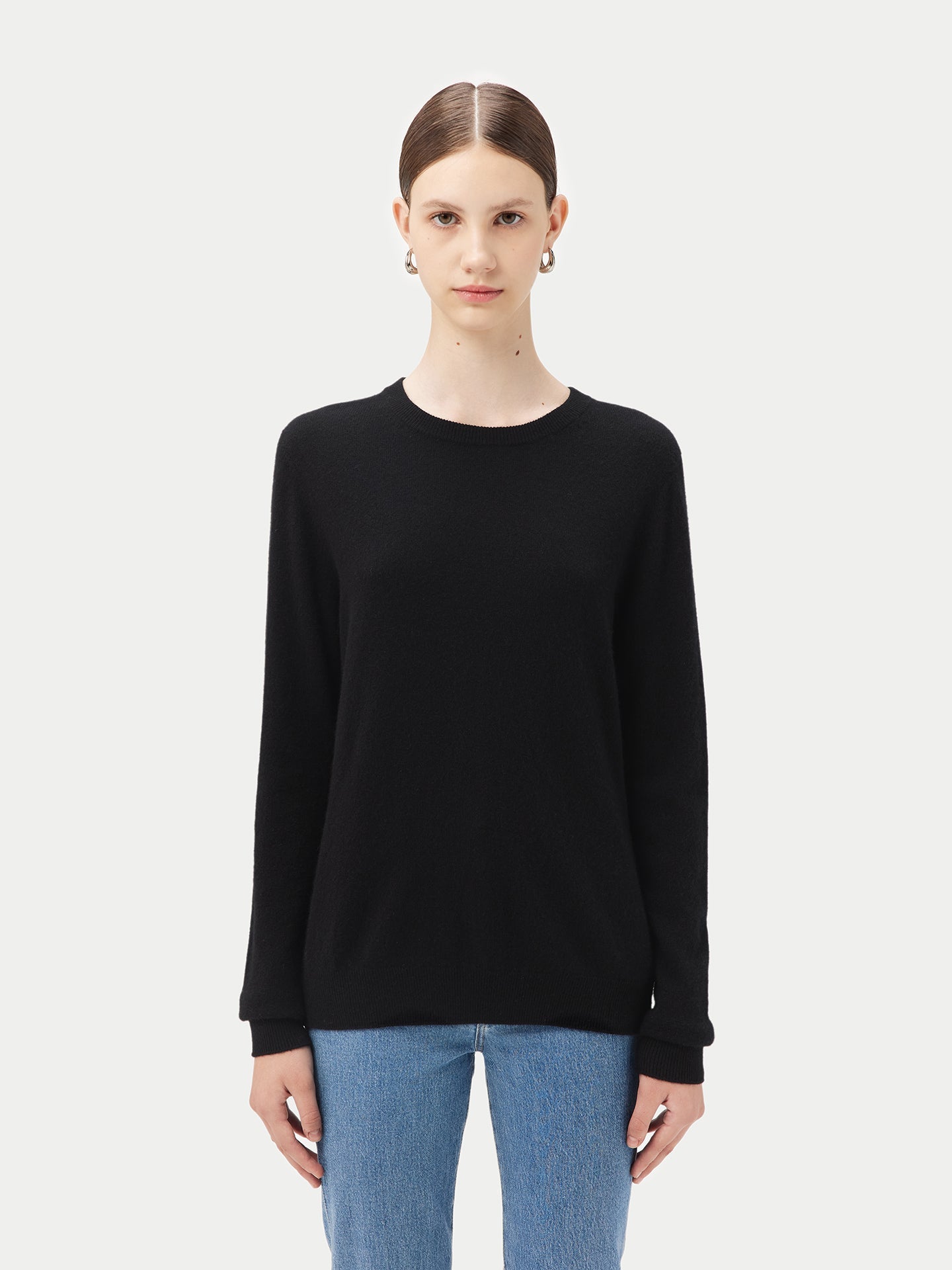 Pull col rond en Cachemire pour femmes Noir - Gobi Cashmere
