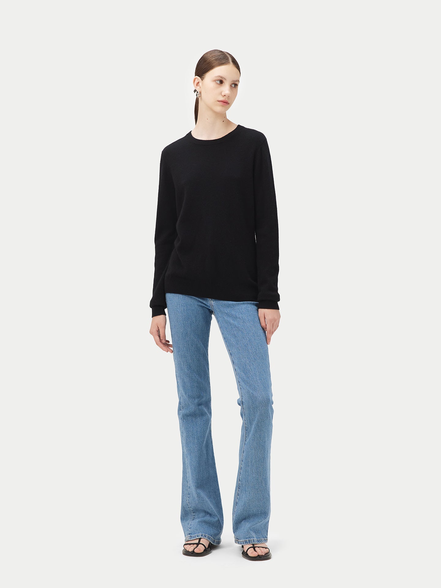 Pull col rond en Cachemire pour femmes Noir - Gobi Cashmere