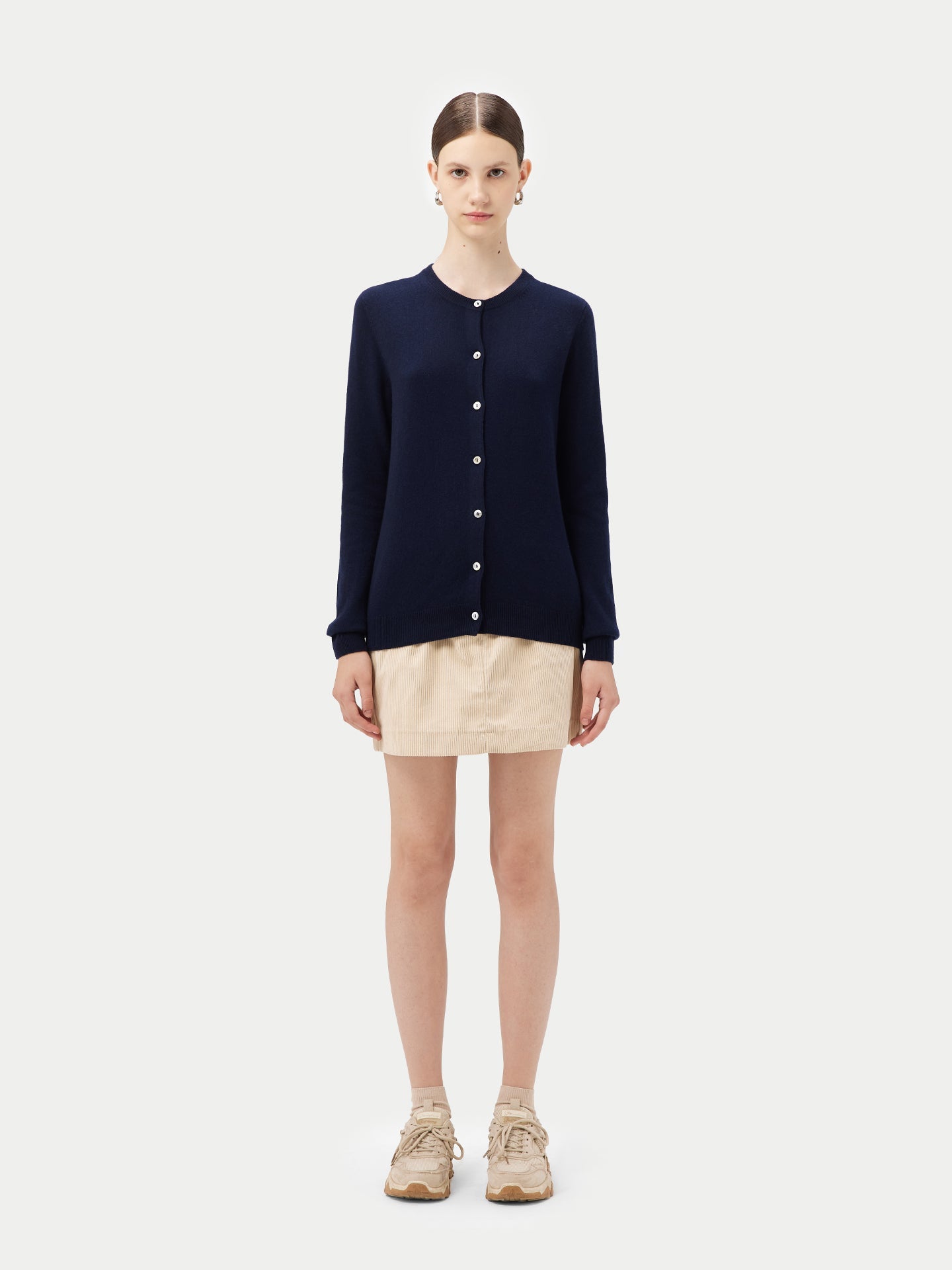 Cardigan col rond en Cachemire pour femmes Marin - Gobi Cashmere