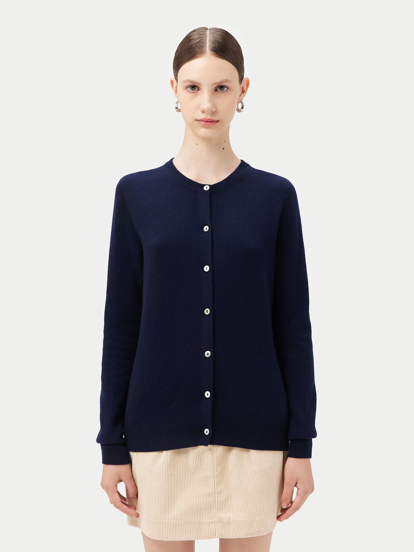 Cardigan col rond en Cachemire pour femmes Marin - Gobi Cashmere