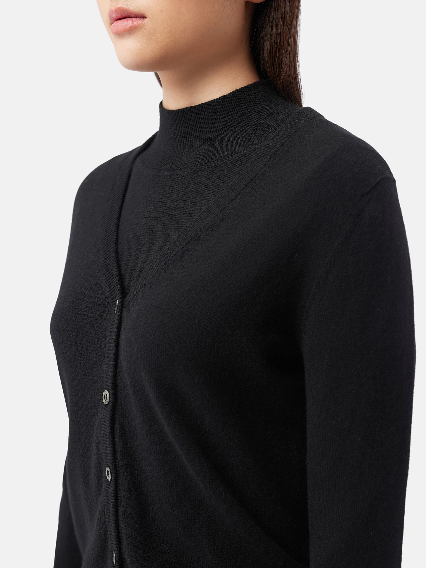 Cardigan col en V en Cachemire pour femmes Noir - Gobi Cashmere