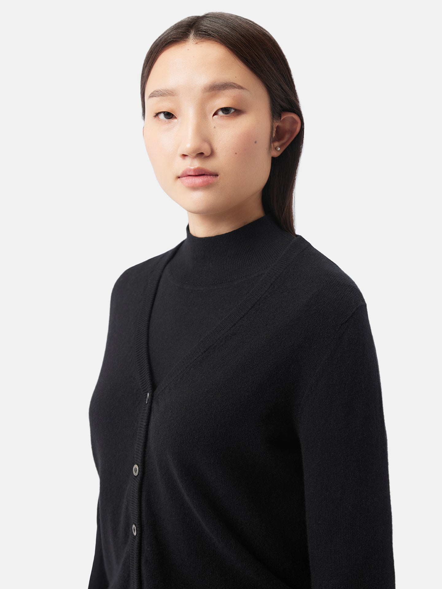 Cardigan col en V en Cachemire pour femmes Noir - Gobi Cashmere