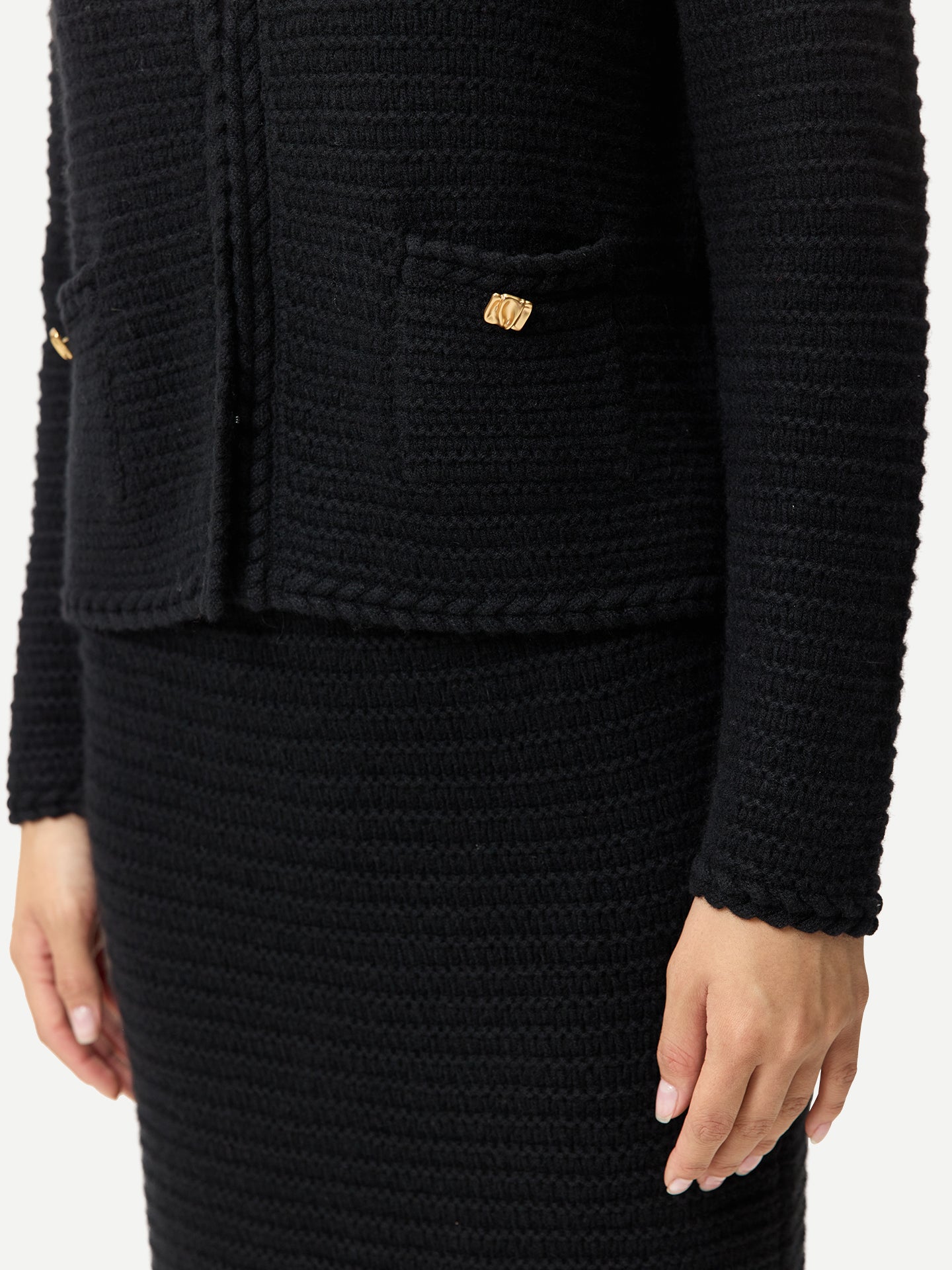 Cardigan en Cachemire Style Veste avec Tricot Texturé