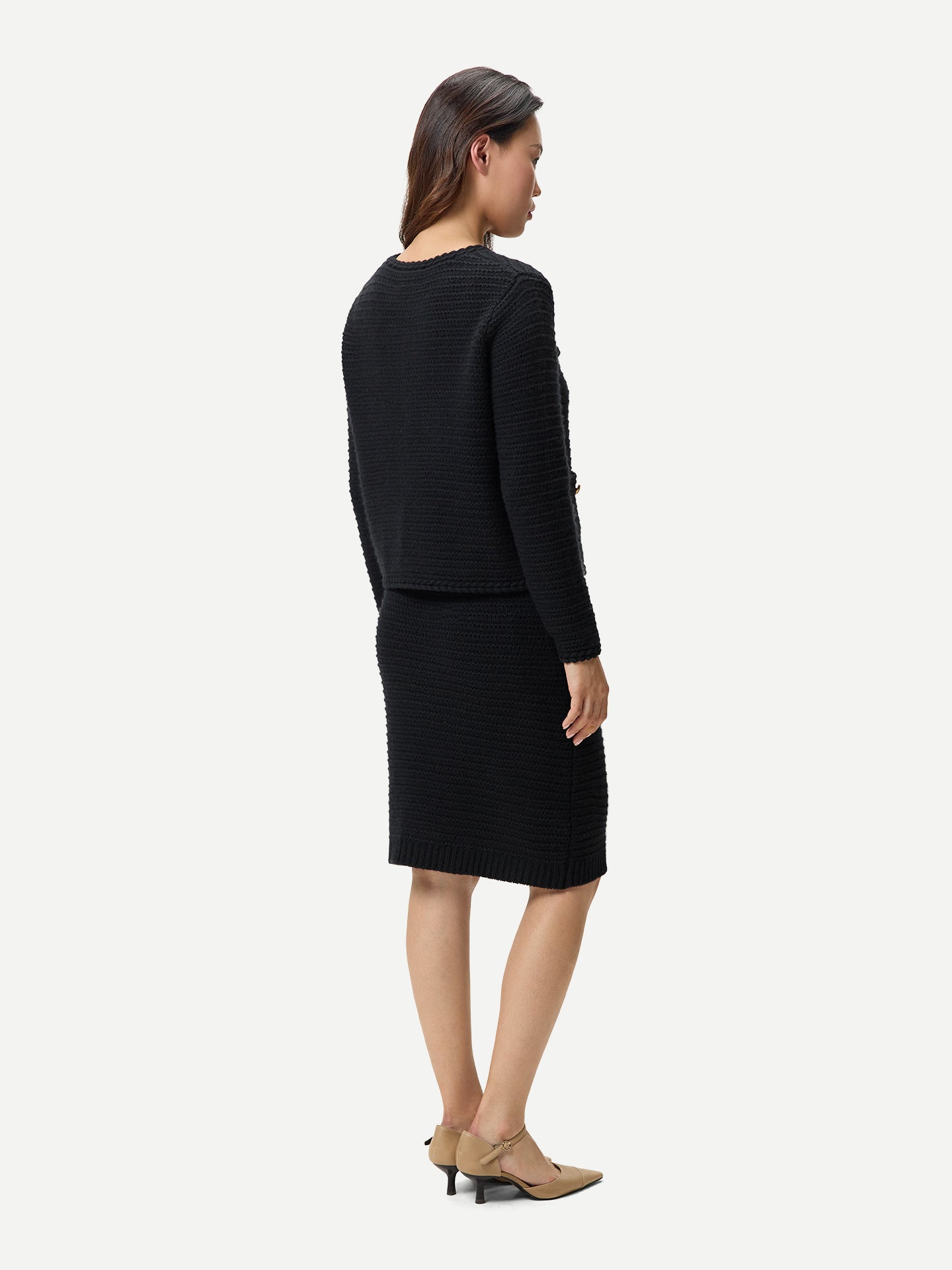 Cardigan en Cachemire Style Veste avec Tricot Texturé