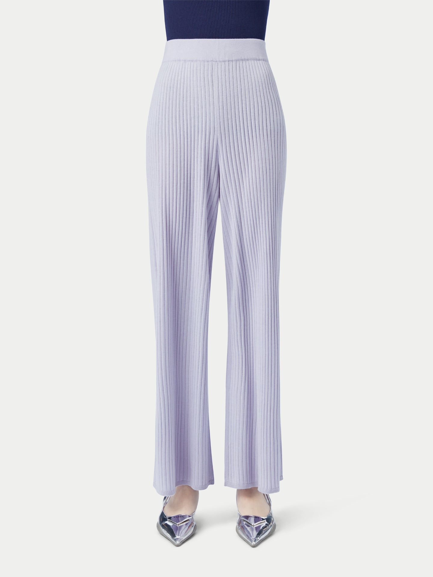 Pantalon en tricot côtelé en cachemire de soie