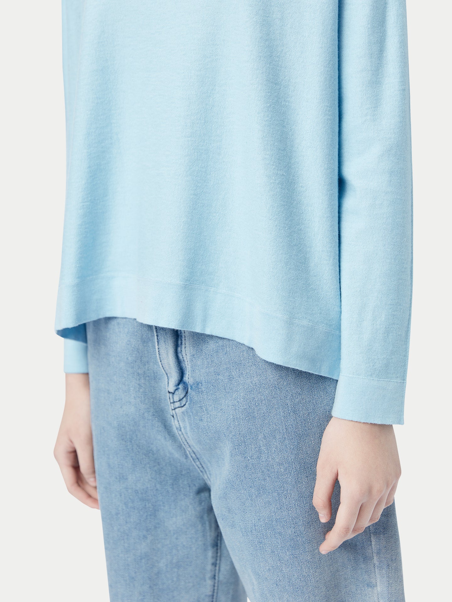 Top à manches longues en cachemire bleu | GOBI Cashmere