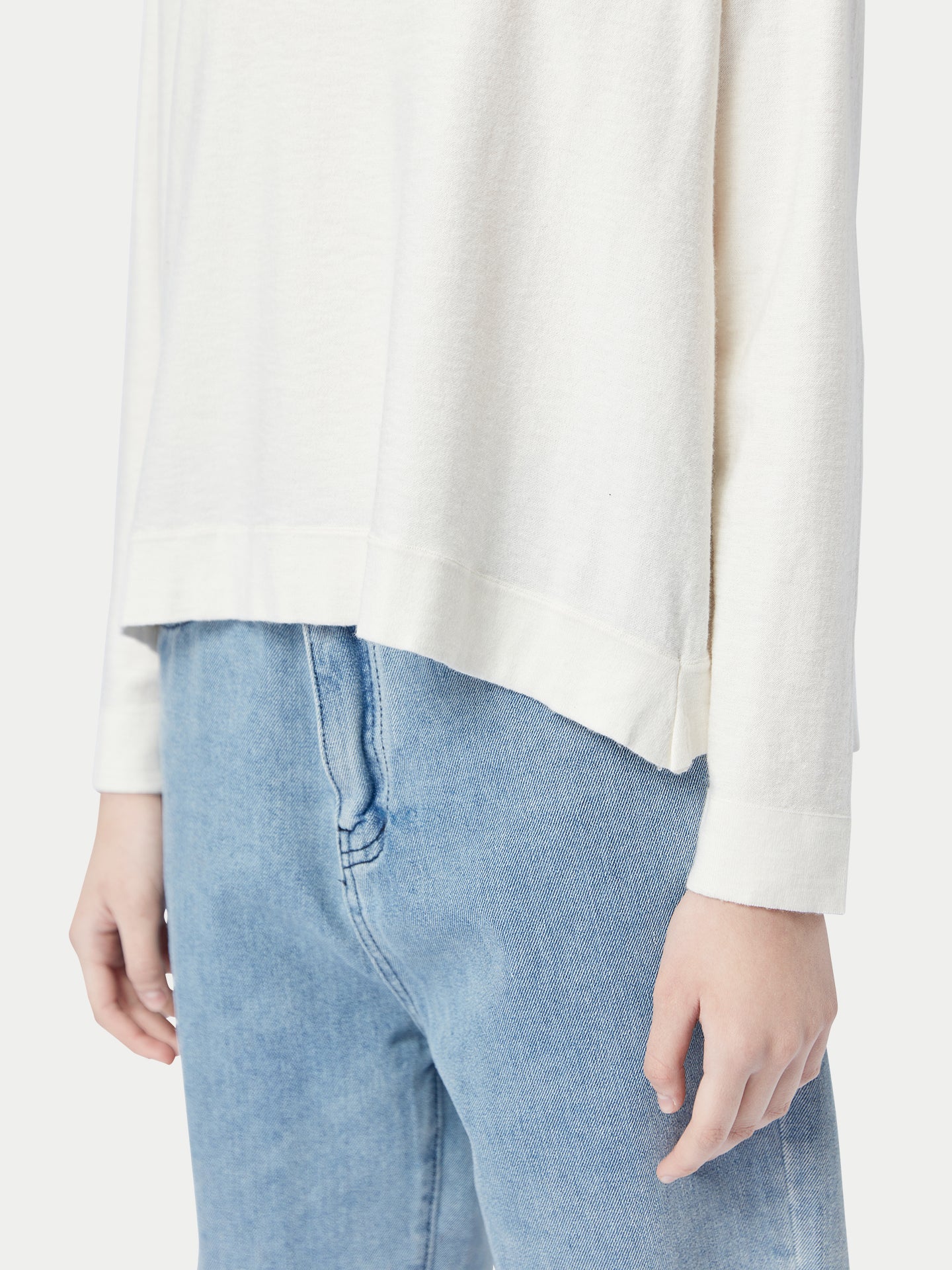 Top à manches longues en cachemire blanc | GOBI Cashmere