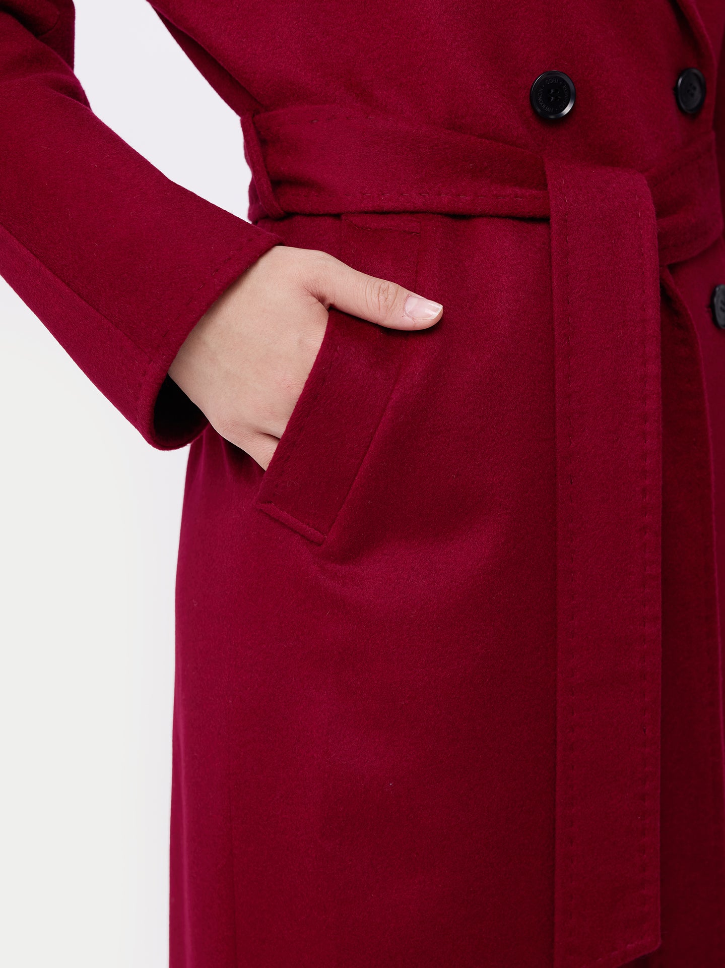 Manteau Femme à Double Boutonnage en Cachemire couleur rouge | GOBI Cashmere