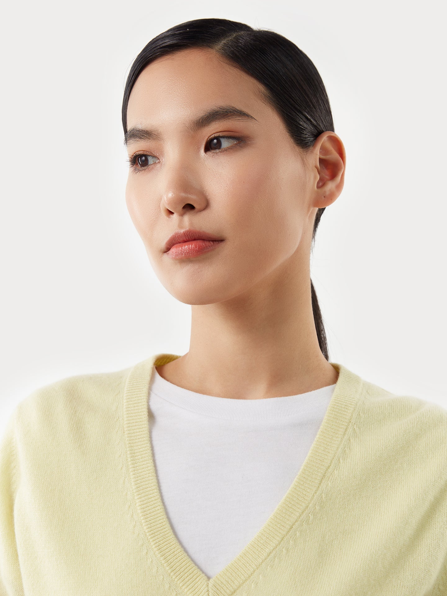 Pull col en V en Cachemire pour femmes vert - Gobi Cashmere