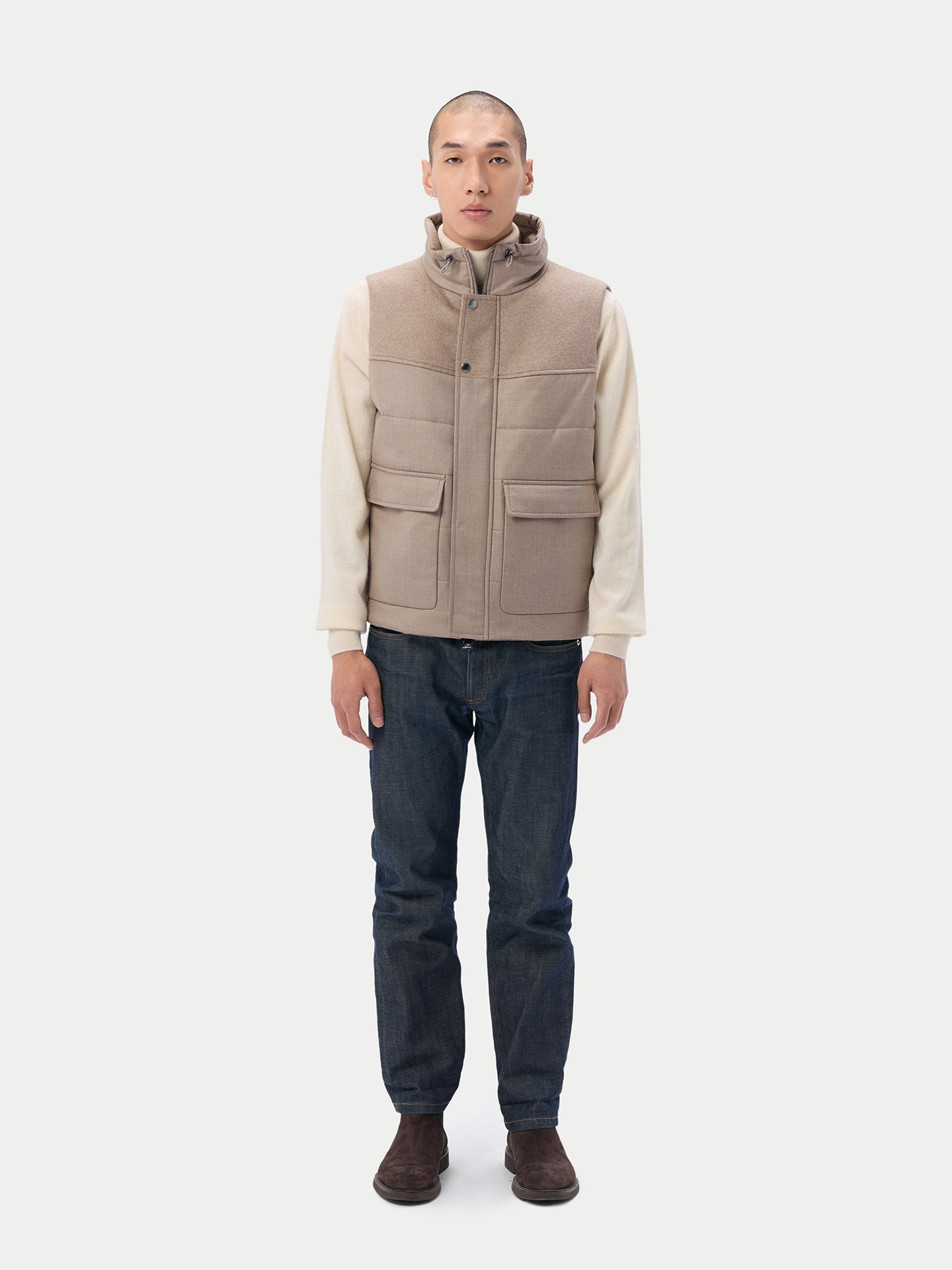 Gilet zippé en cachemire Taupe - Gobi Cashmere