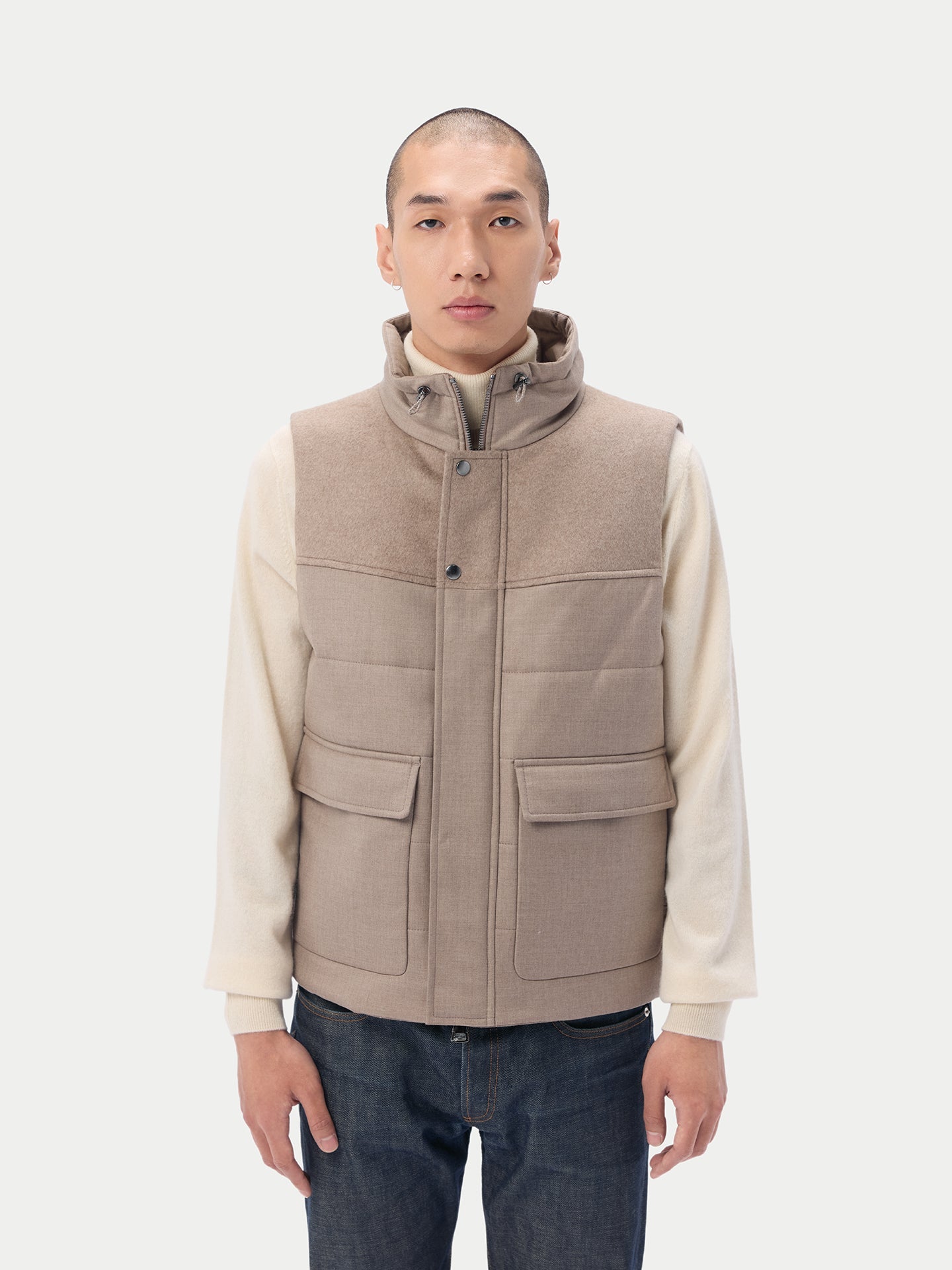 Gilet zippé en cachemire Taupe - Gobi Cashmere