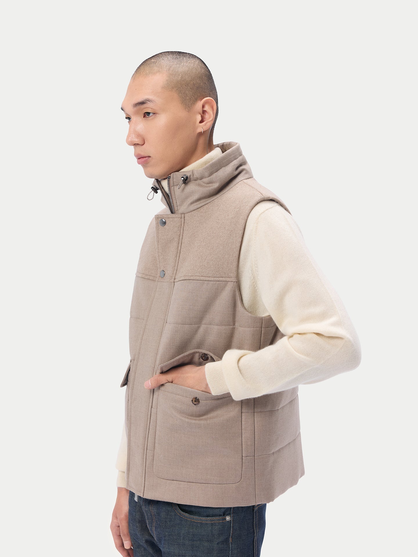 Gilet zippé en cachemire Taupe - Gobi Cashmere