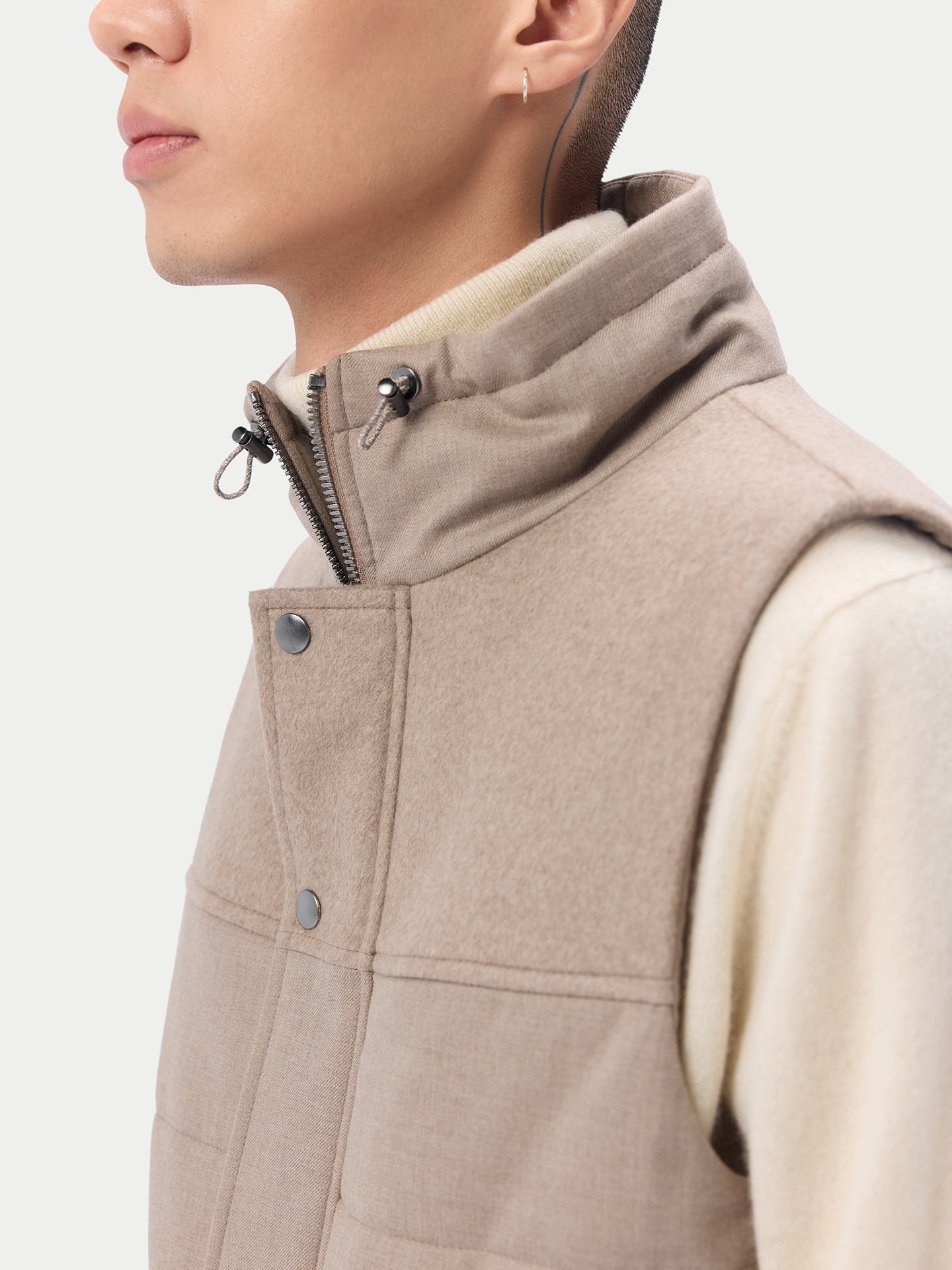 Gilet zippé en cachemire Taupe - Gobi Cashmere