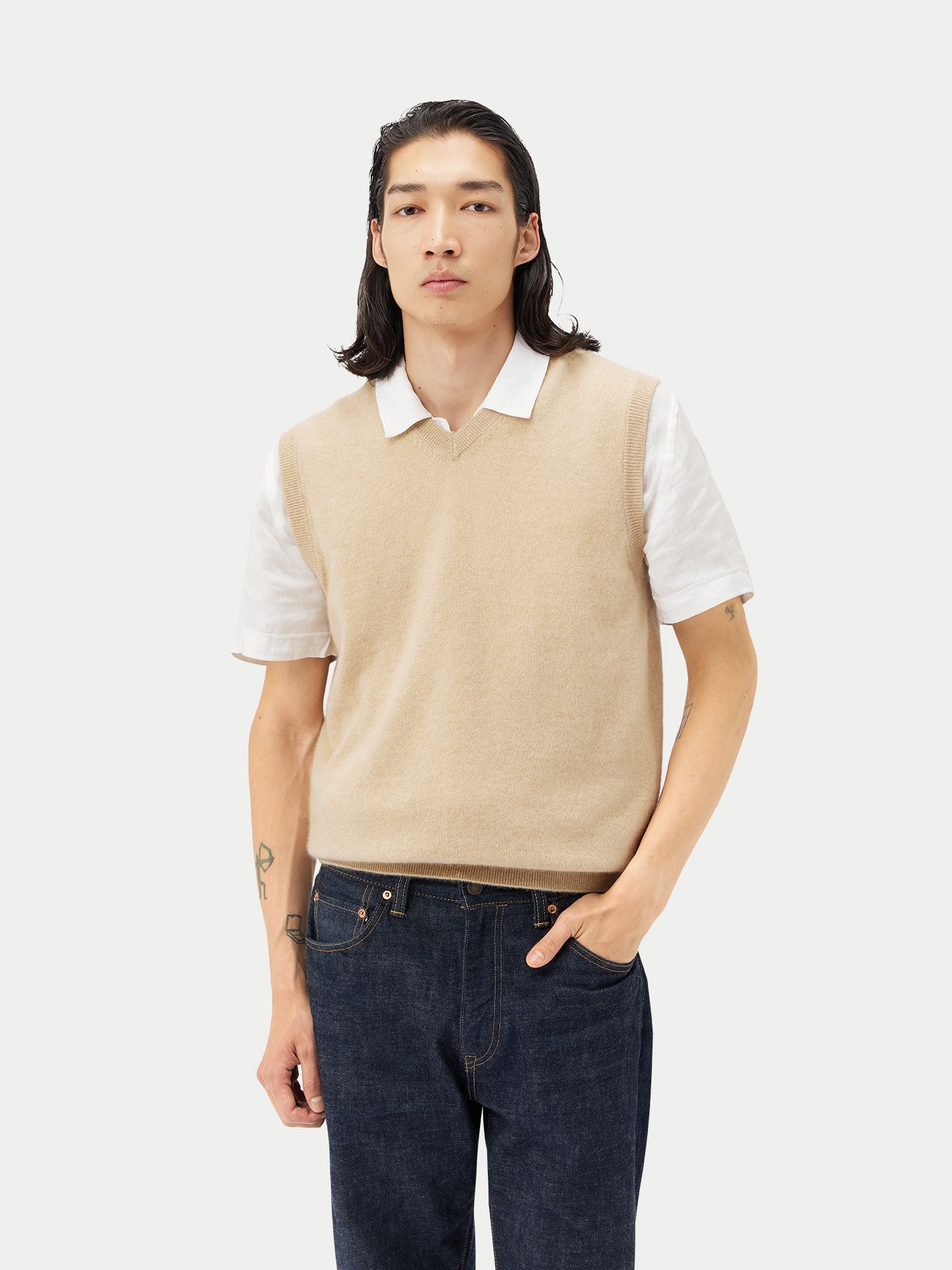 Gilet en cachemire pour homme couleur Taupe - Gobi Cashmere