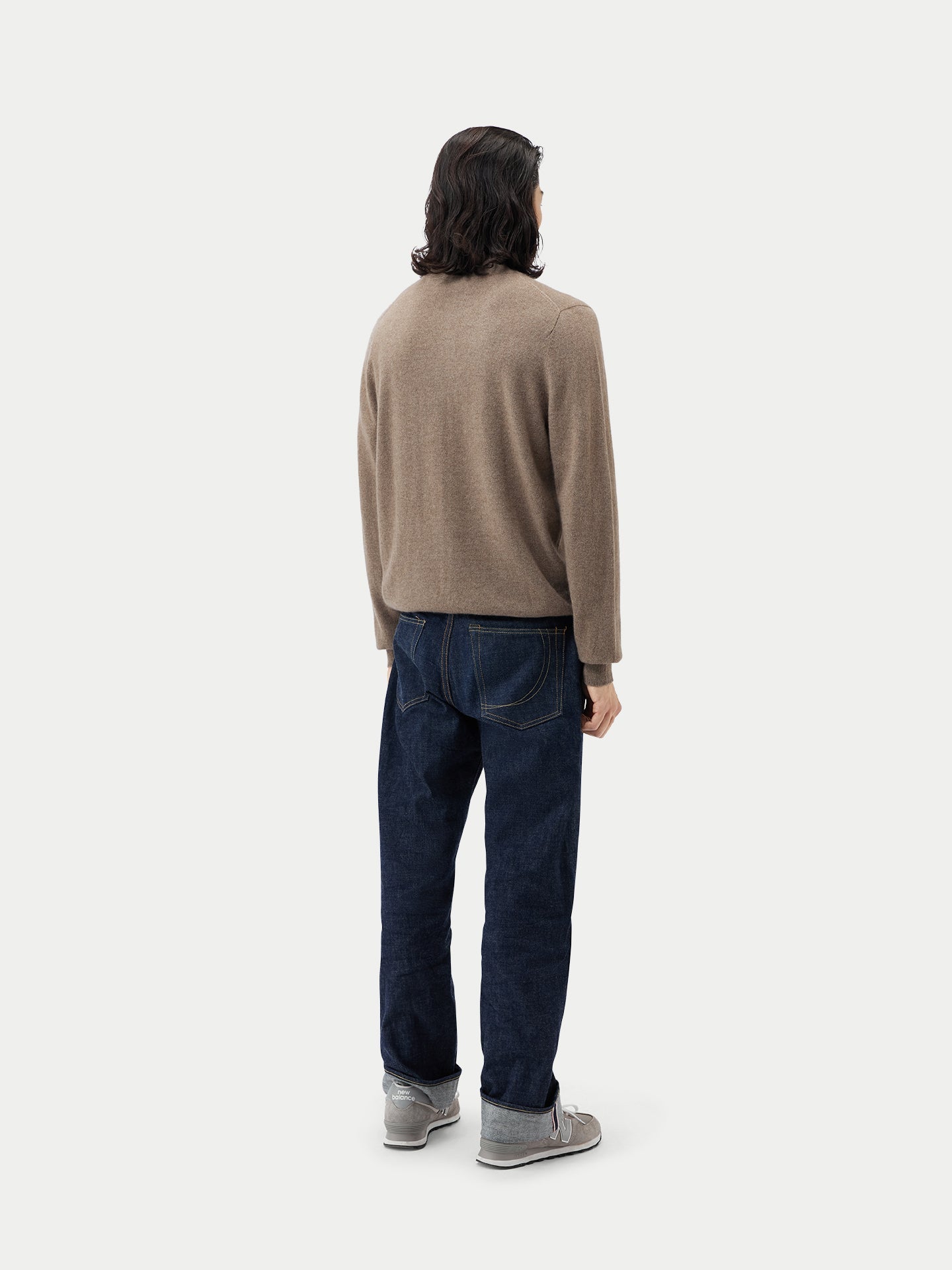 Pull polo demi en Cachemire pour hommes Taupe - Gobi Cashmere
