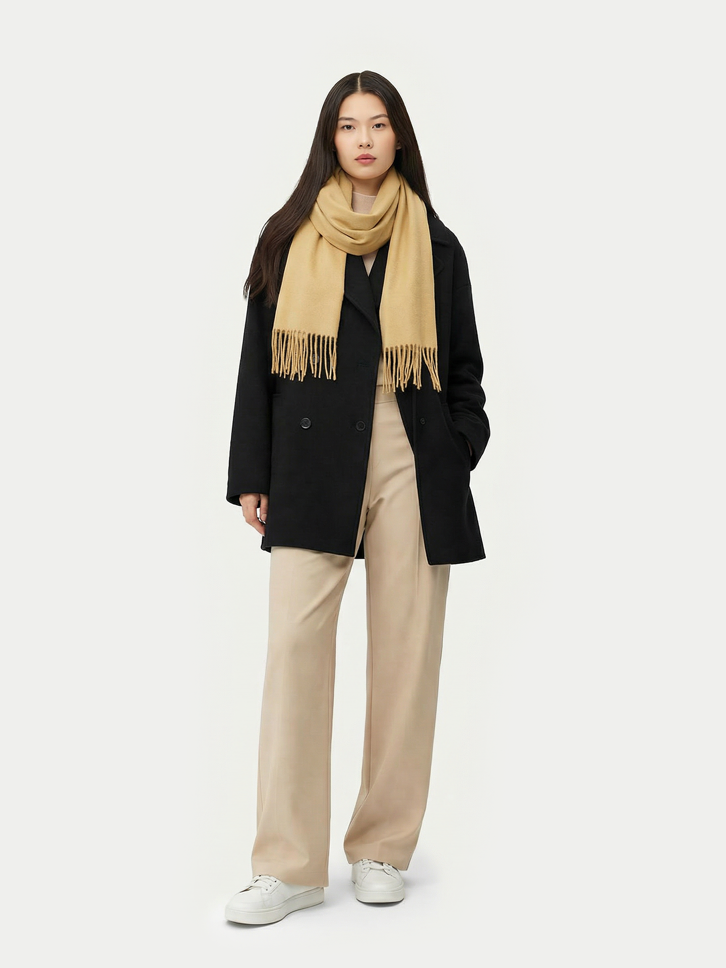 Écharpe avec franges en cachemire pour unisex