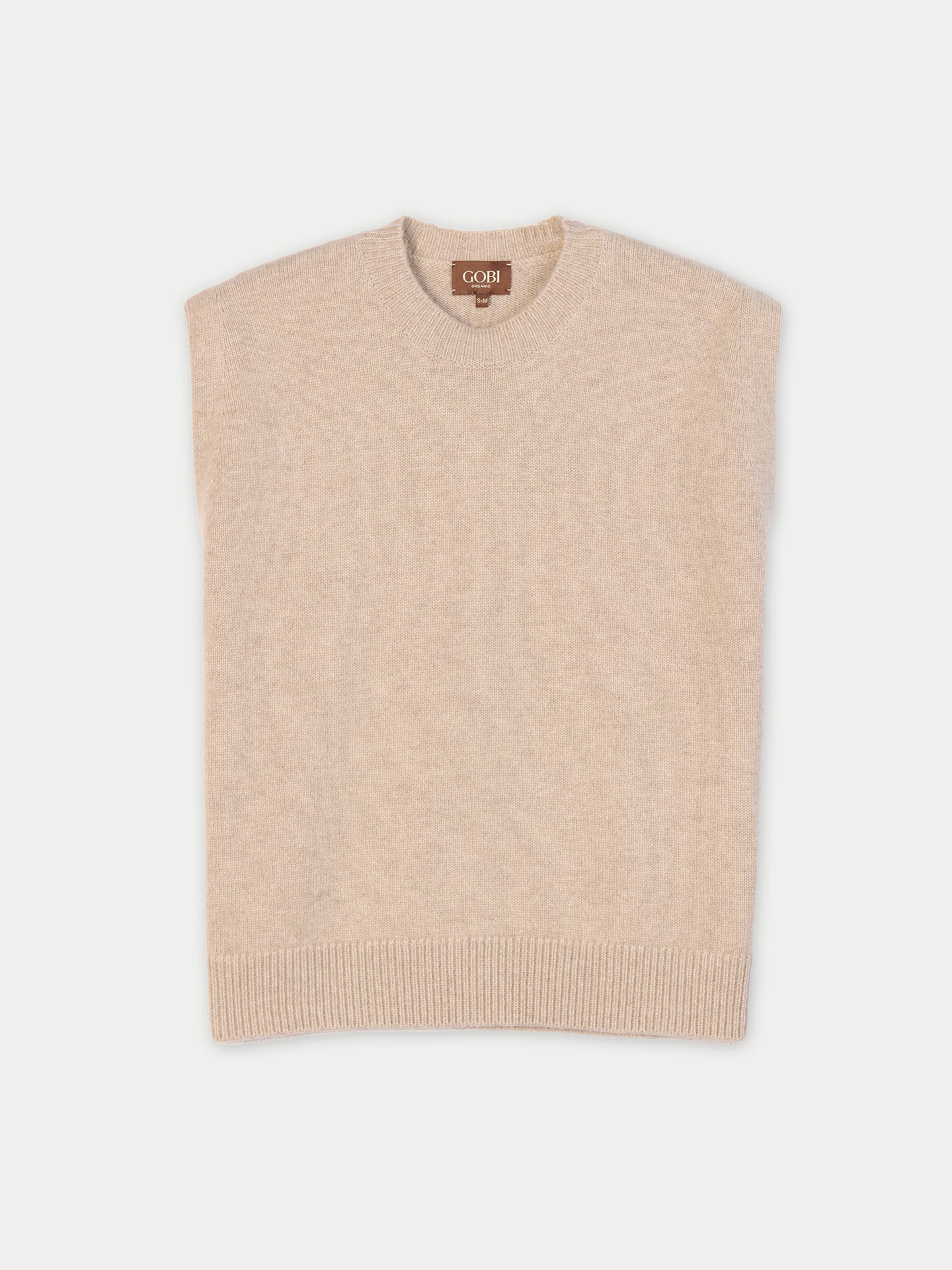 un gilet beige à col rond #color_gris-chaud