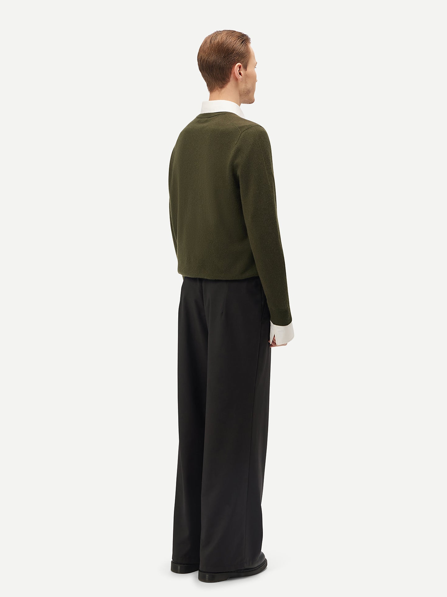 Pull col rond en Cachemire pour hommes Vert - Gobi Cashmere