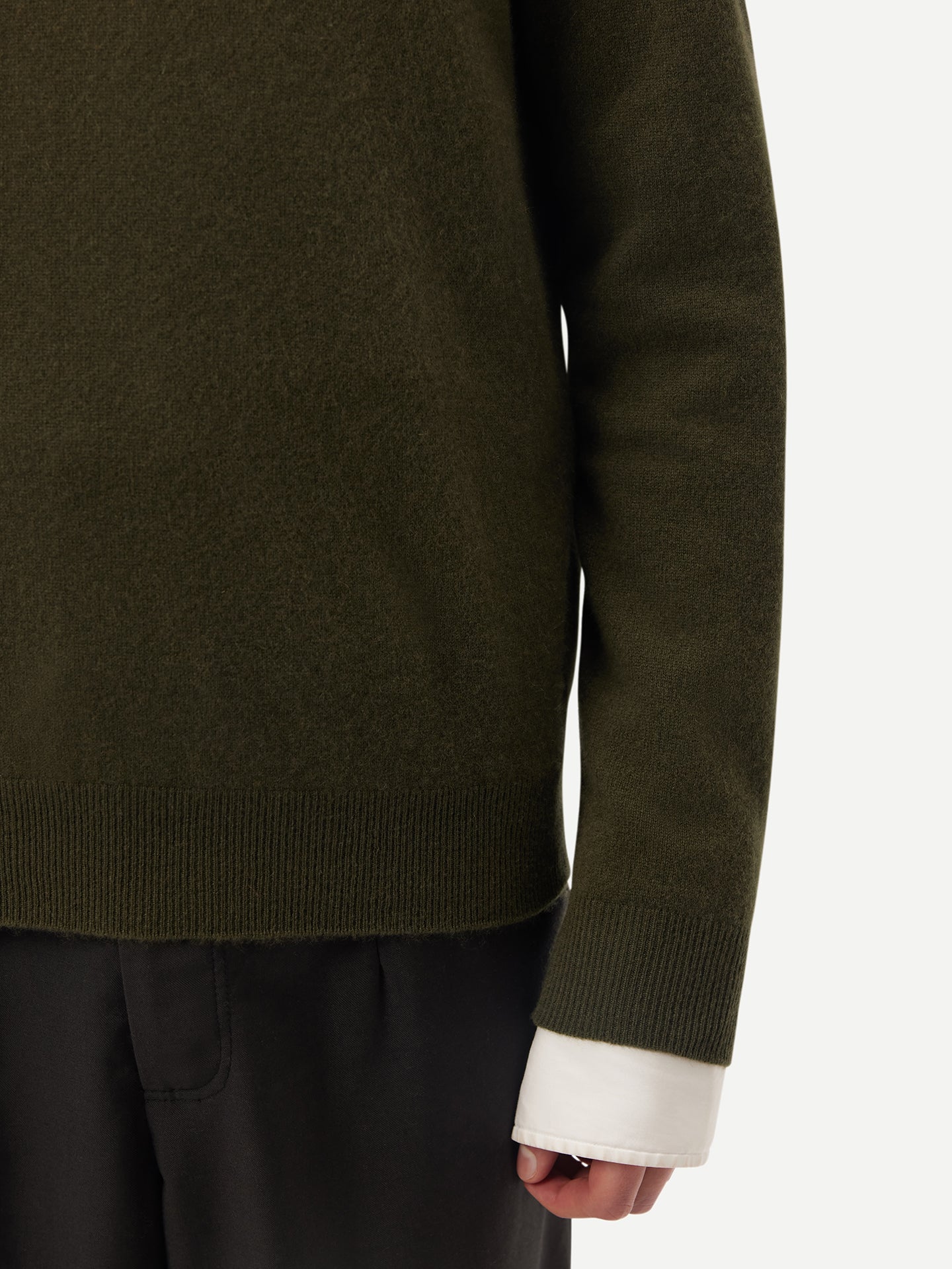 Pull col rond en Cachemire pour hommes Vert - Gobi Cashmere