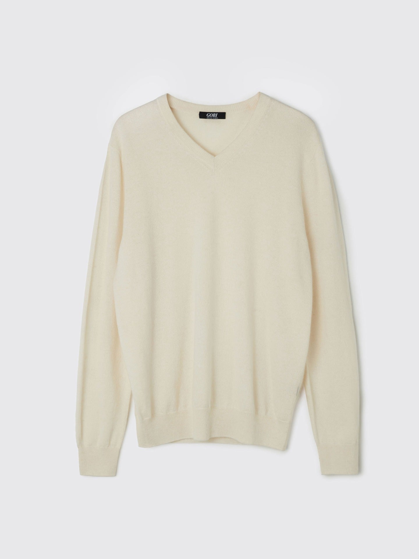 Pull col en V en Cachemire pour hommes Blanc - Gobi Cashmere