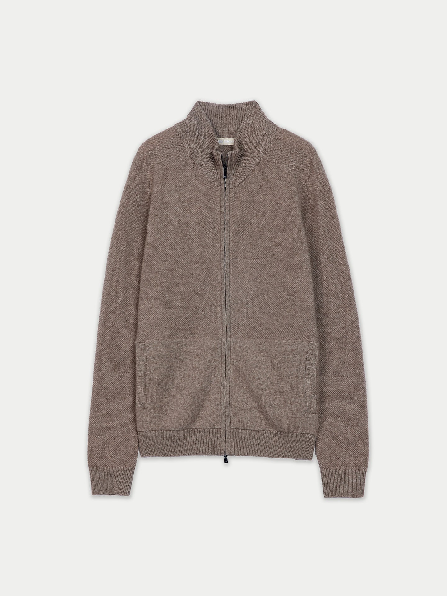 Cardigan en cachemire zippé à col montant Couleur Organique