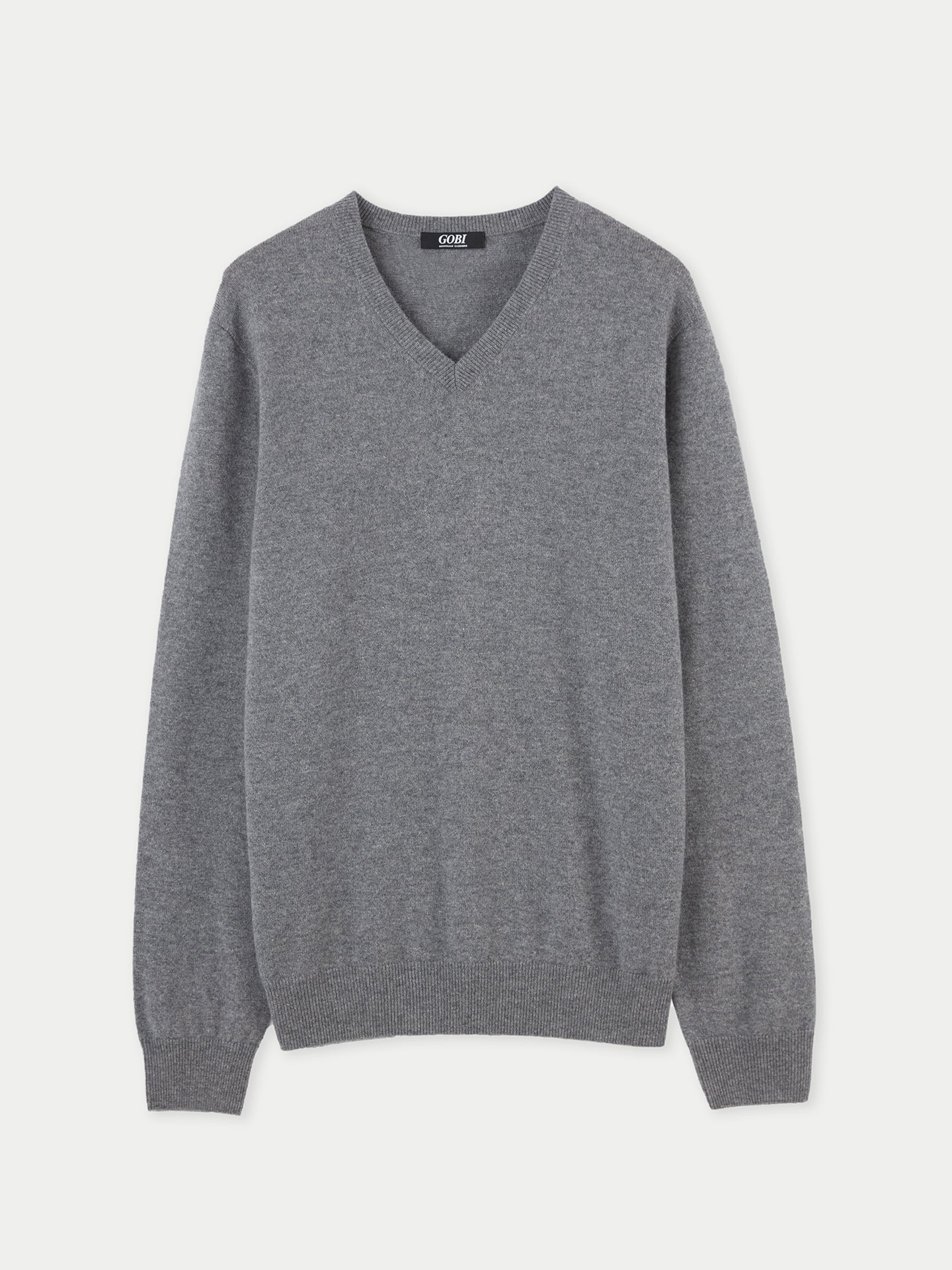 Pull col en V en Cachemire pour hommes Gris - Gobi Cashmere