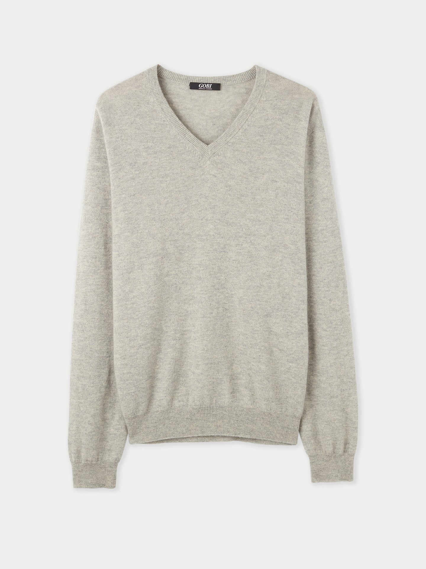 Pull col en V en Cachemire pour hommes Gris - Gobi Cashmere