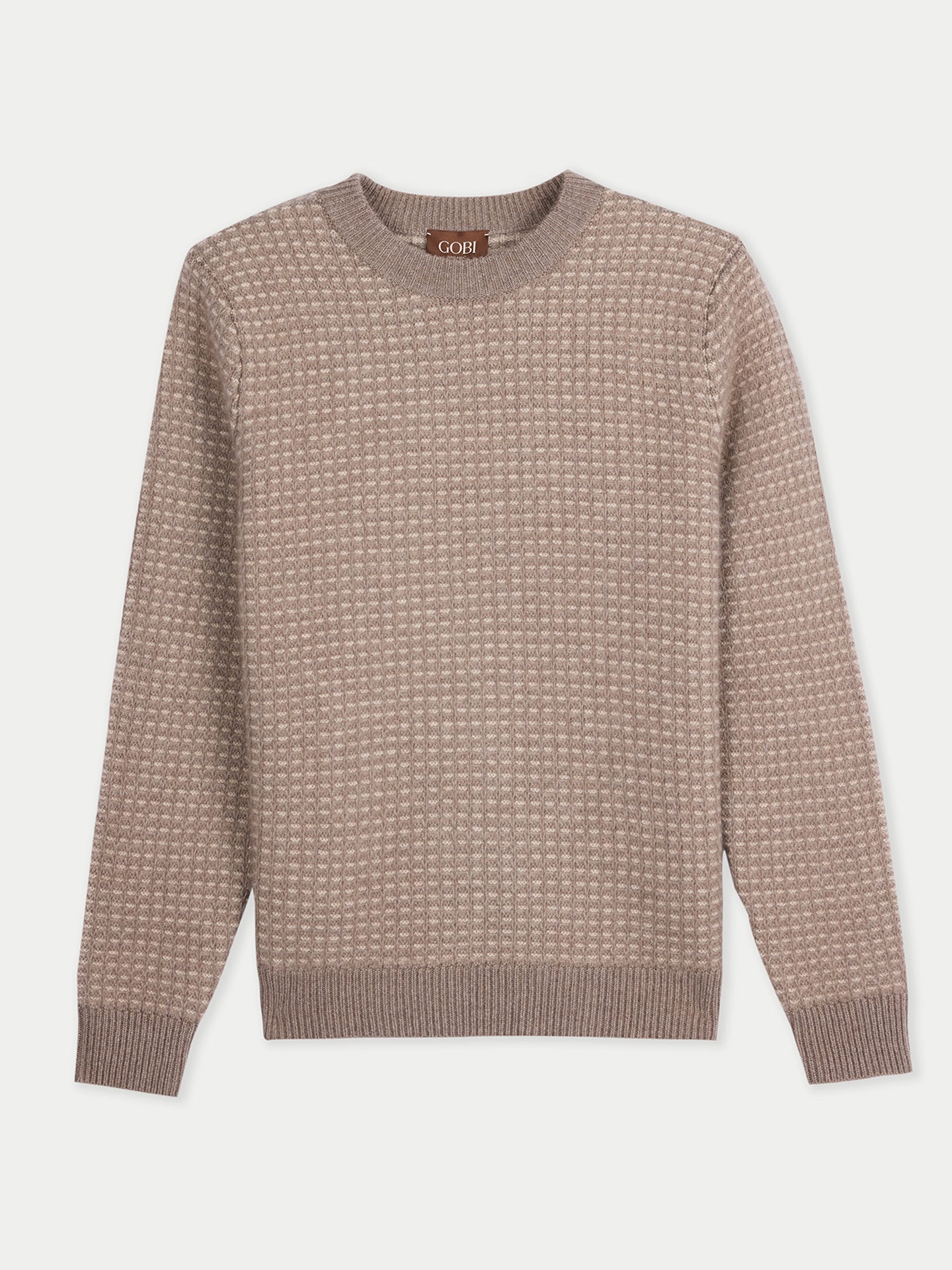 Pull Cachemire Waffle Homme Couleur Taupe Organique | GOBI Cashmere