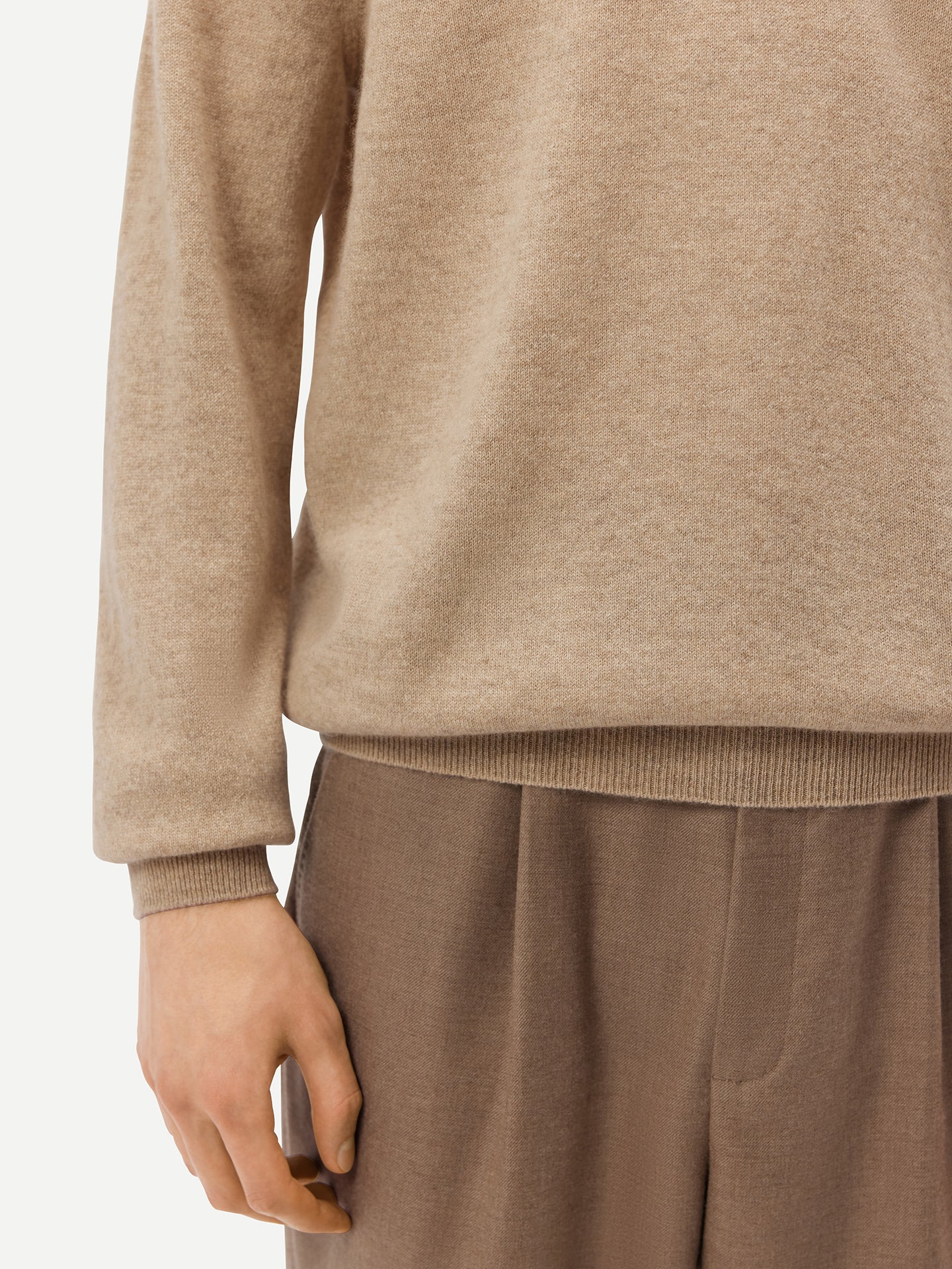 Pull col polo en Cachemire pour hommes Taupe - Gobi Cashmere