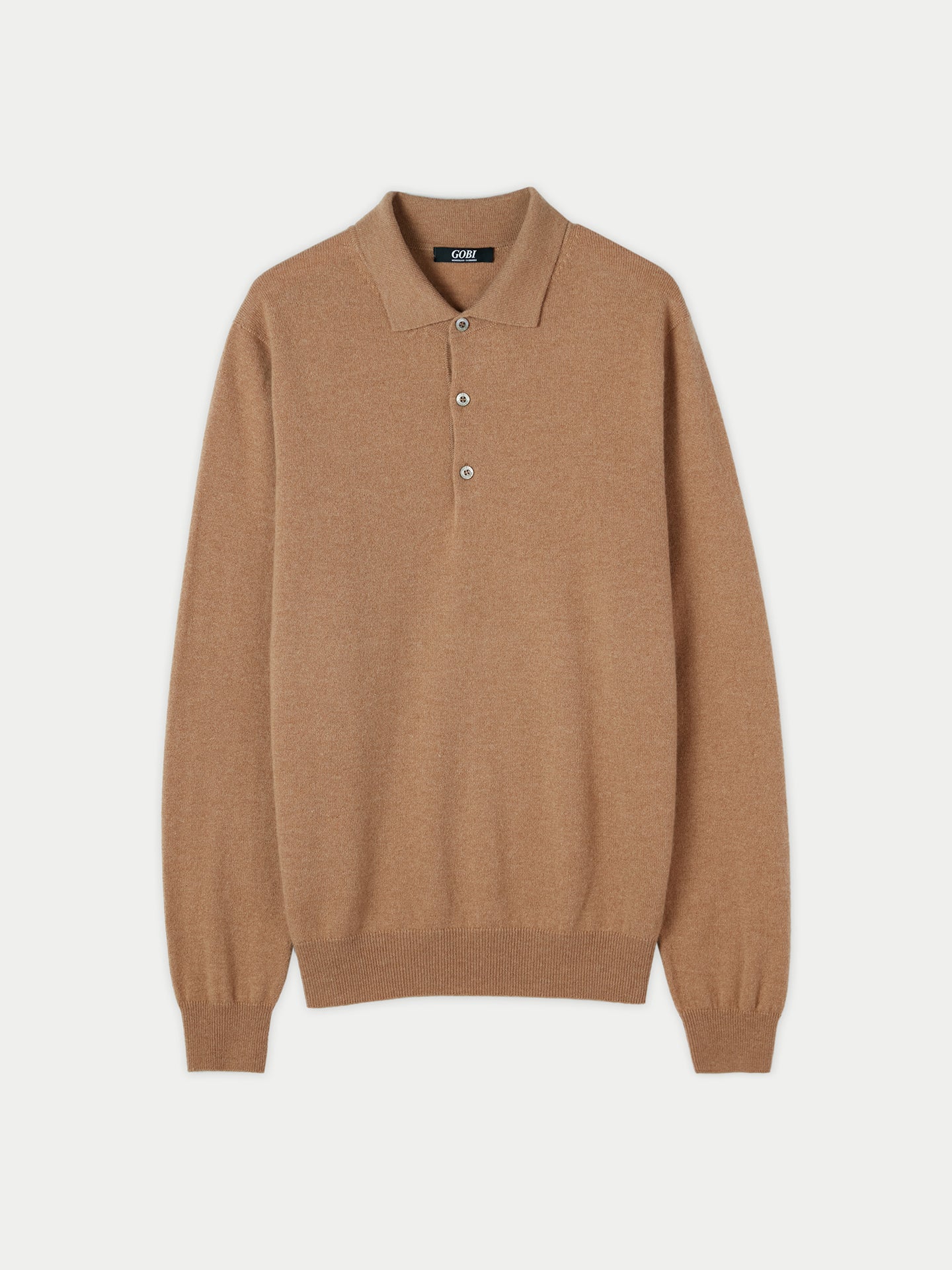 Pull col polo en Cachemire pour hommes Marron - Gobi Cashmere