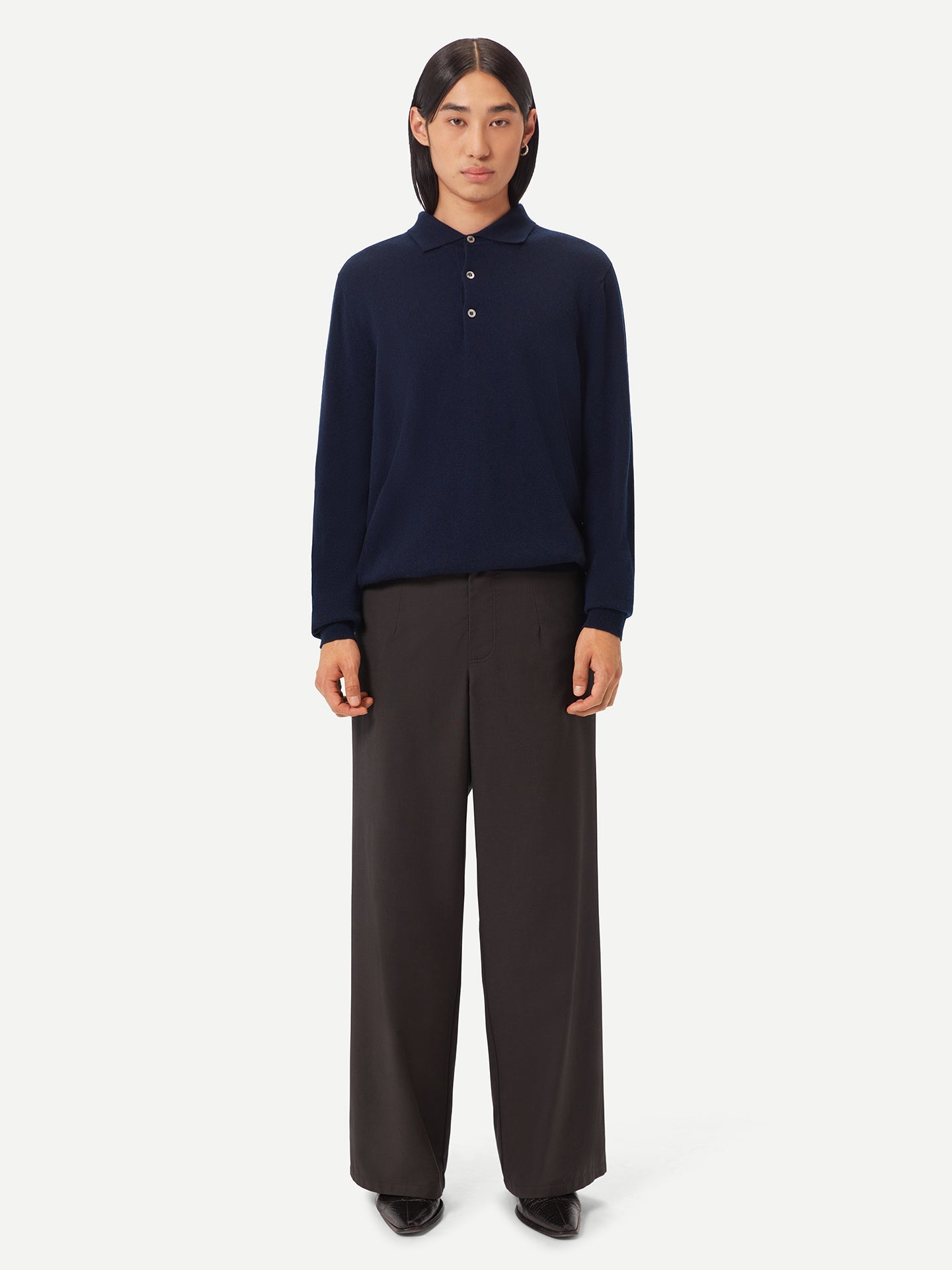 Pull col polo en Cachemire pour hommes Marin - Gobi Cashmere