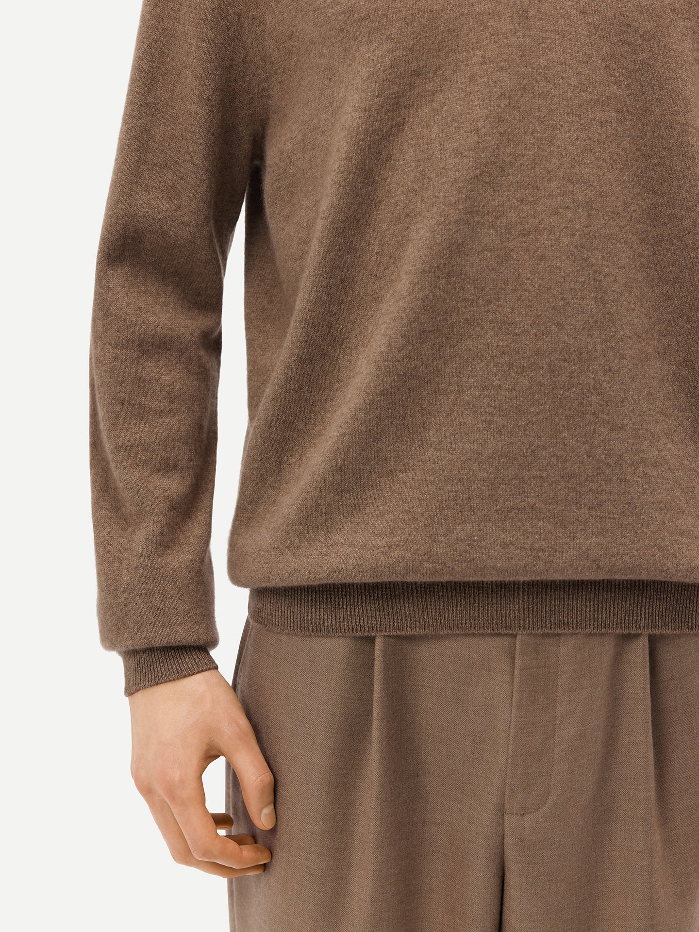 Pull col polo en Cachemire pour hommes Taupe - Gobi Cashmere