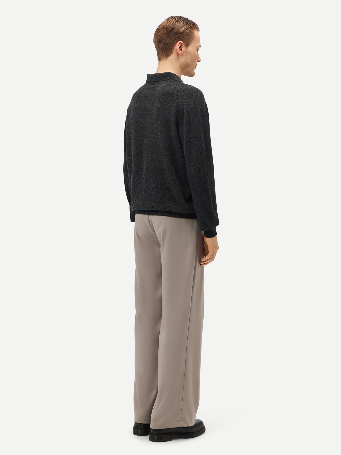 Pull col polo en Cachemire pour hommes Gris - Gobi Cashmere