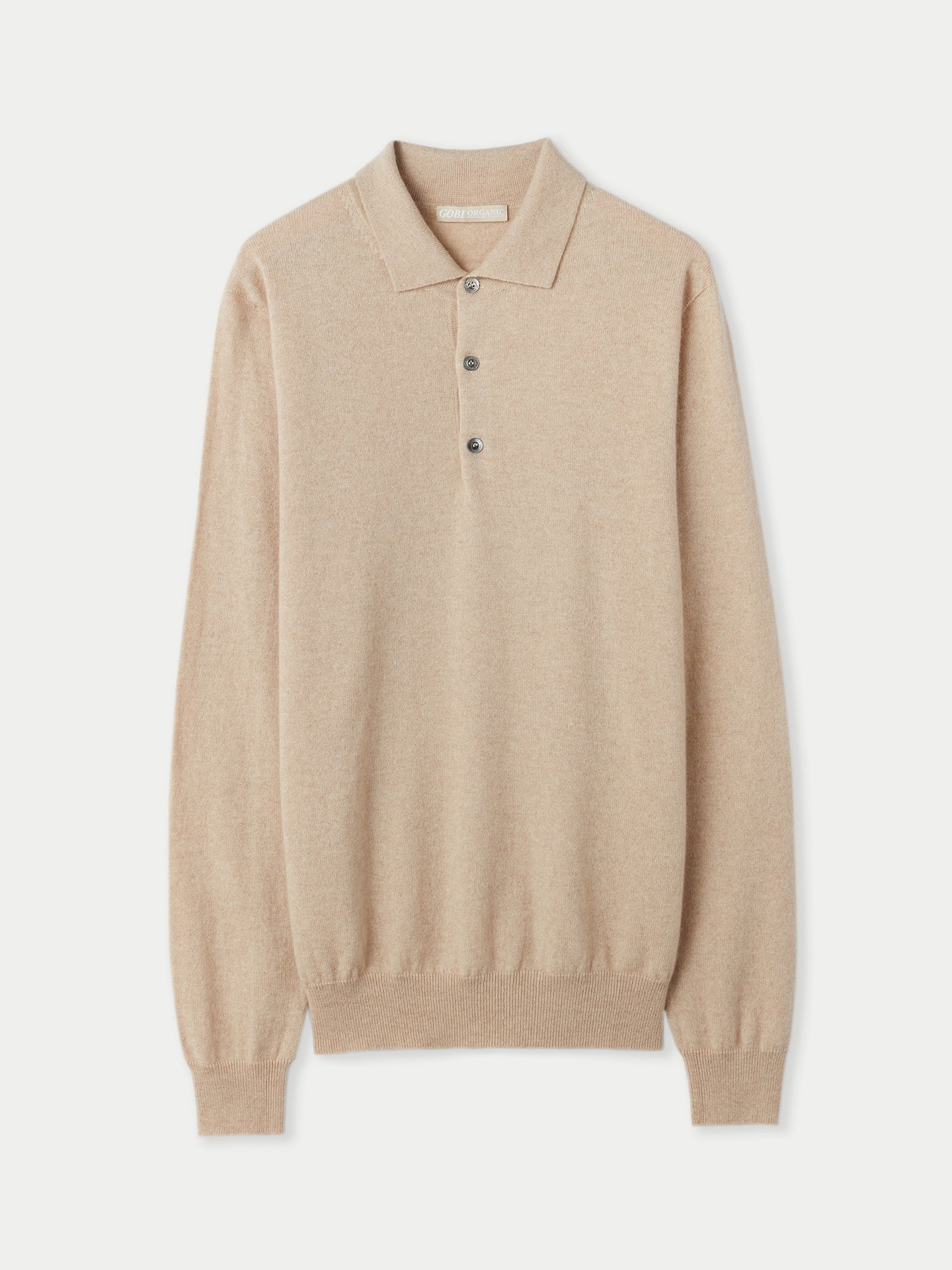 Pull col polo en Cachemire pour hommes Taupe - Gobi Cashmere
