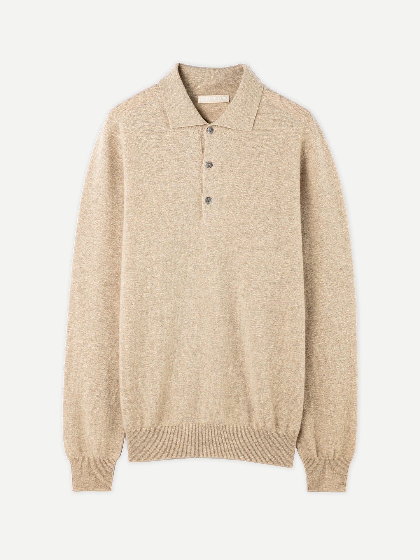 Pull col polo en Cachemire pour hommes Taupe - Gobi Cashmere