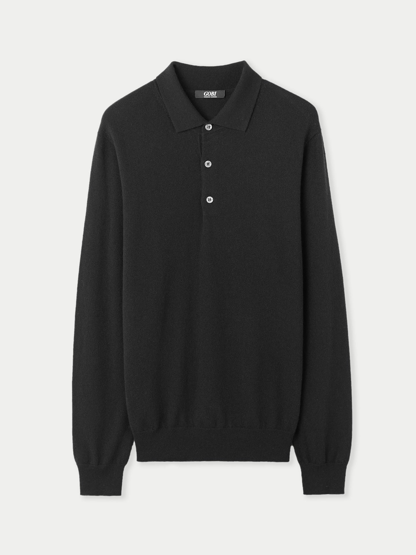 Pull col polo en Cachemire pour hommes Noir - Gobi Cashmere