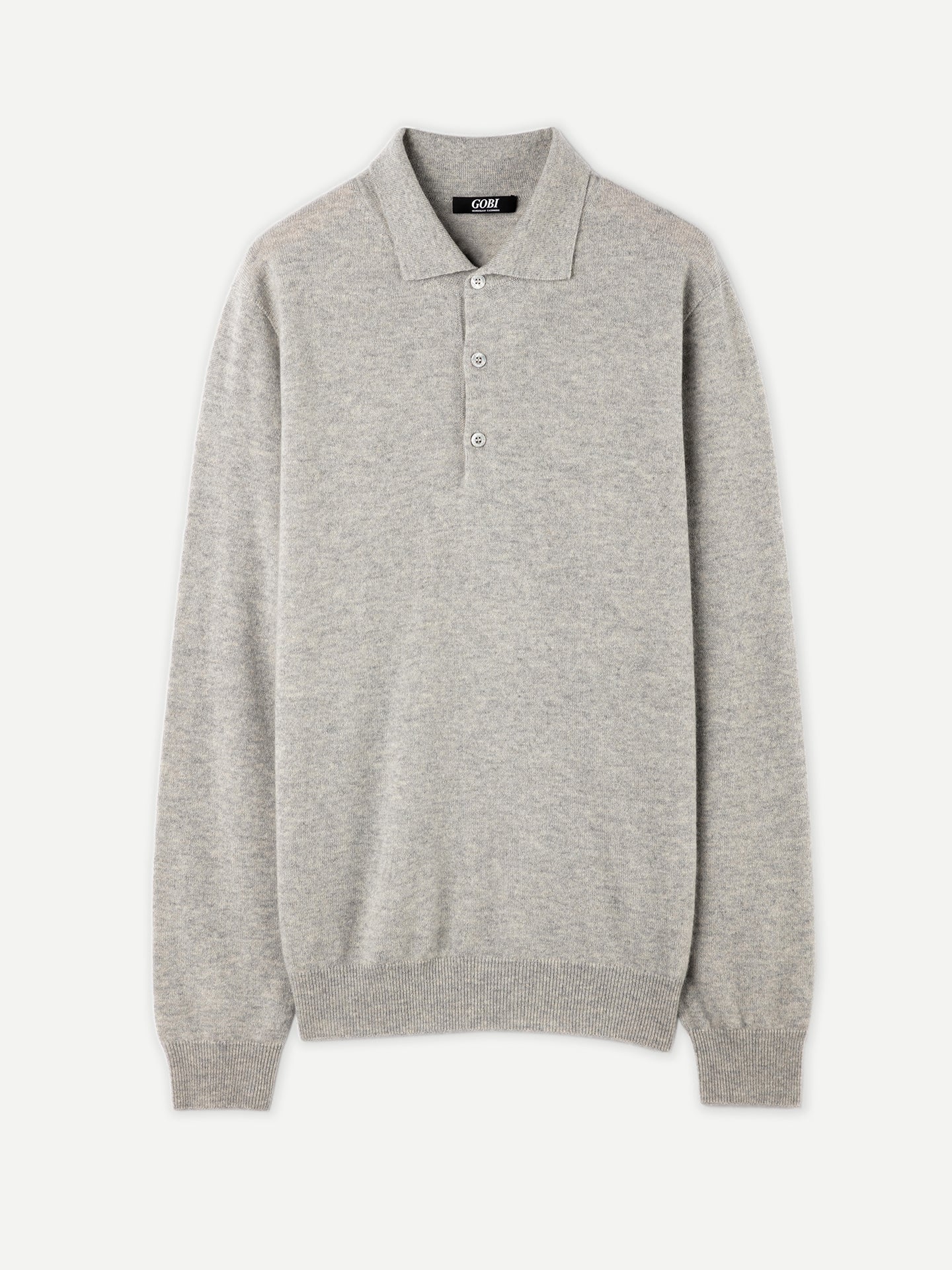 Pull col polo en Cachemire pour hommes Gris - Gobi Cashmere