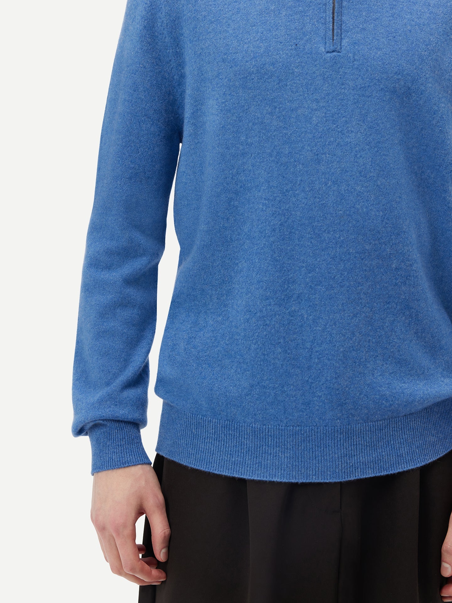 Pull polo demi zippé pour homme , couleur Marin - Gobi Cashmere