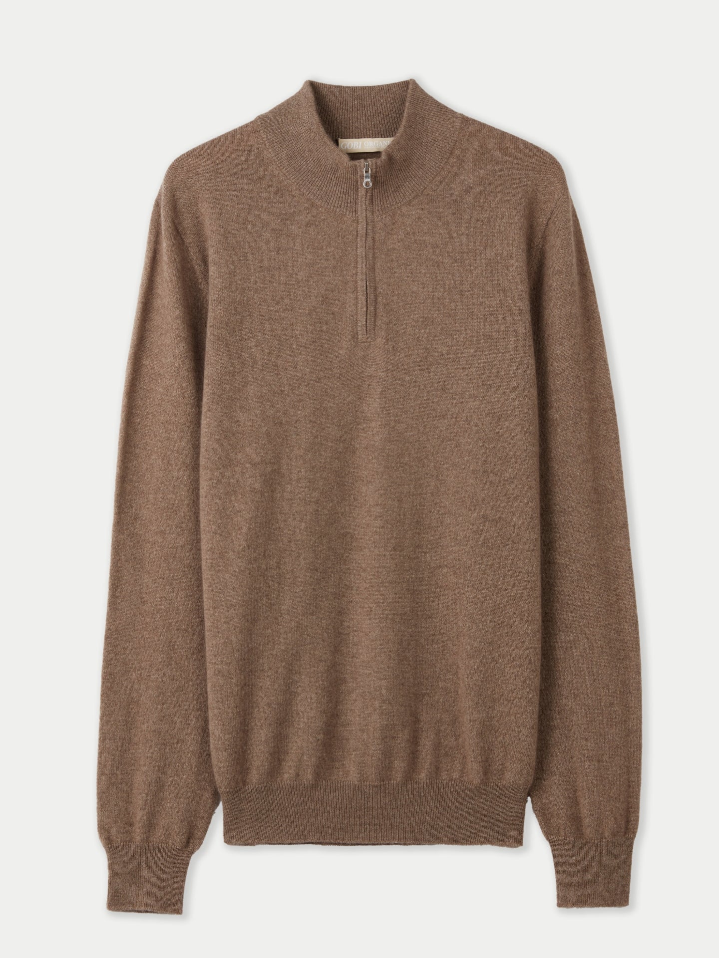 Pull polo demi en Cachemire pour hommes Taupe - Gobi Cashmere