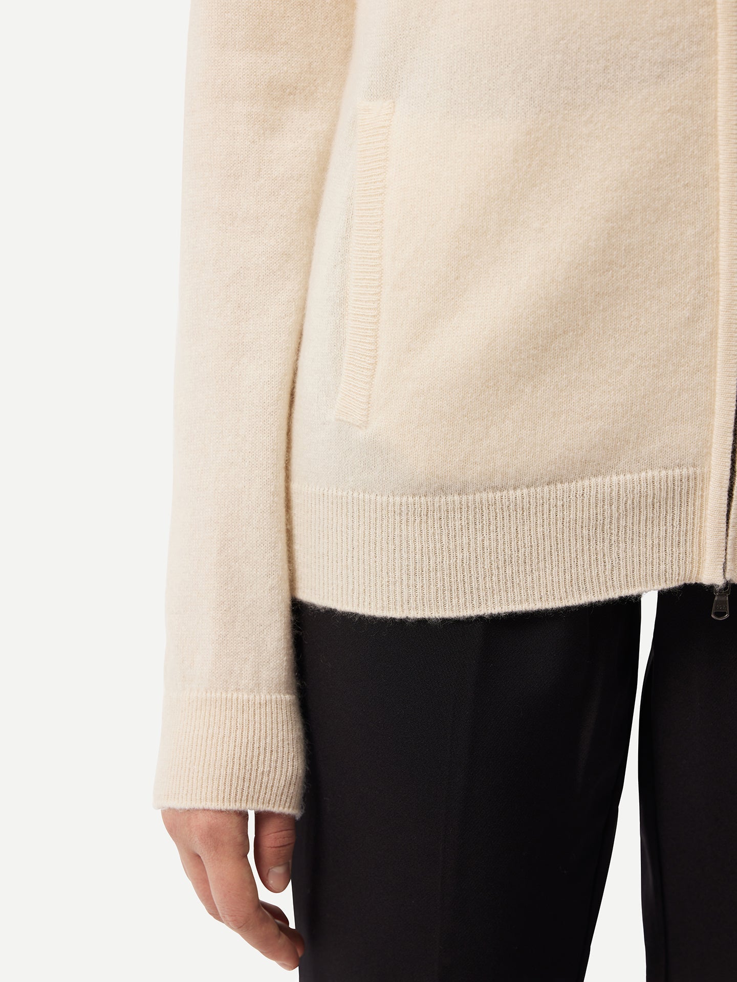 Women's Organic Cashmere Full-Zip Cardigan Off White - Gobi Cashmere