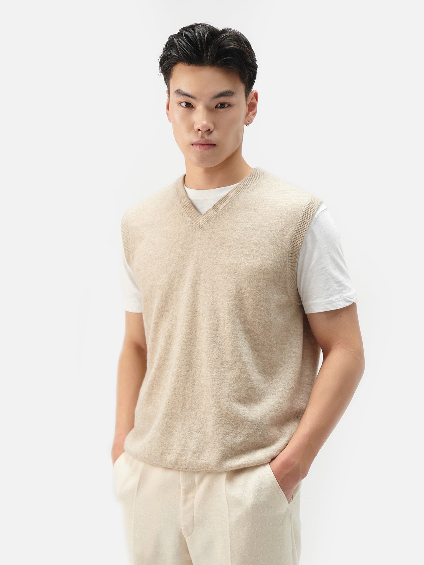 Gilet en cachemire pour homme couleur Taupe - Gobi Cashmere