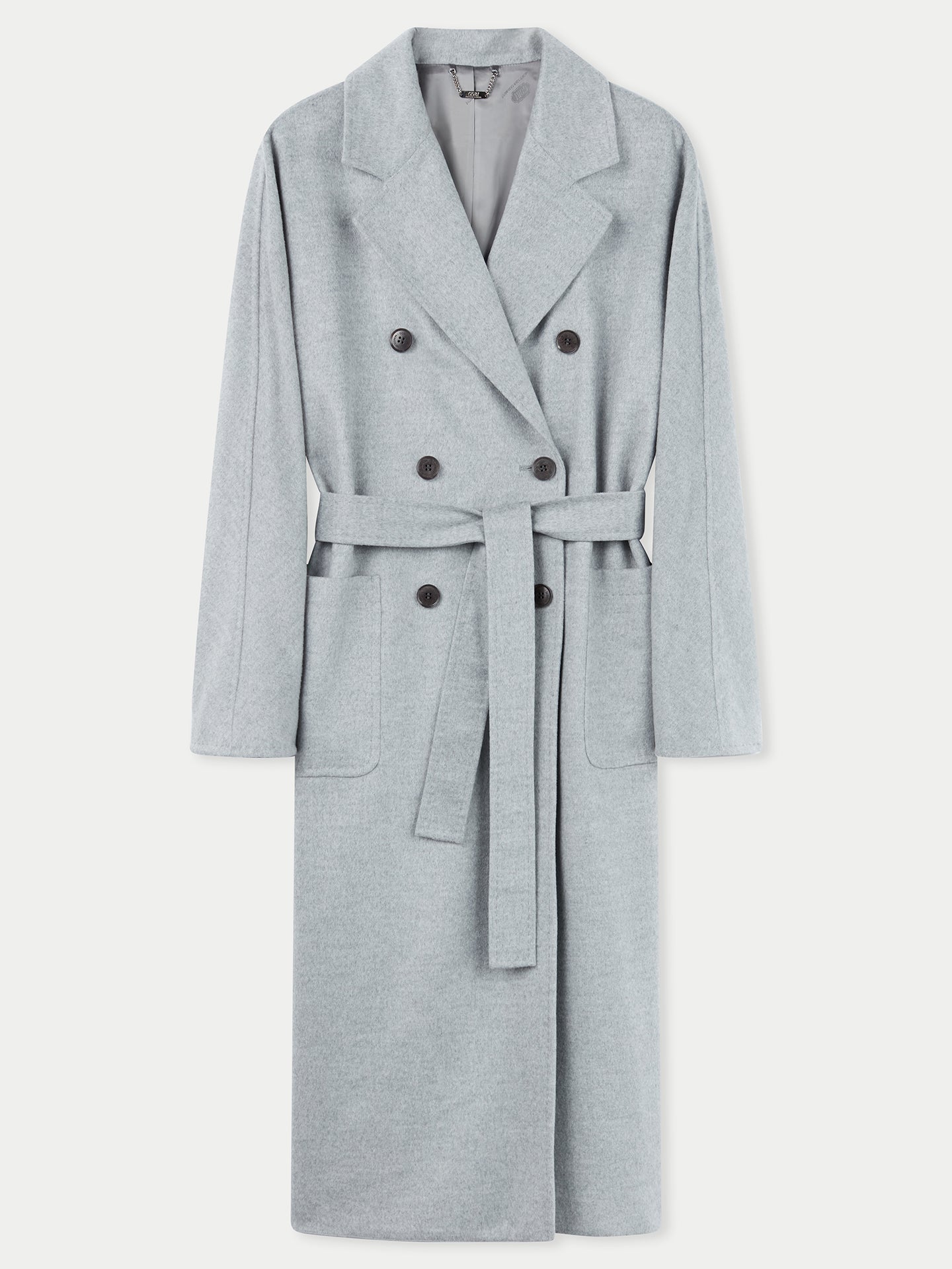 Manteau long à double boutonnage pour femmes Gris - Gobi Cashmere