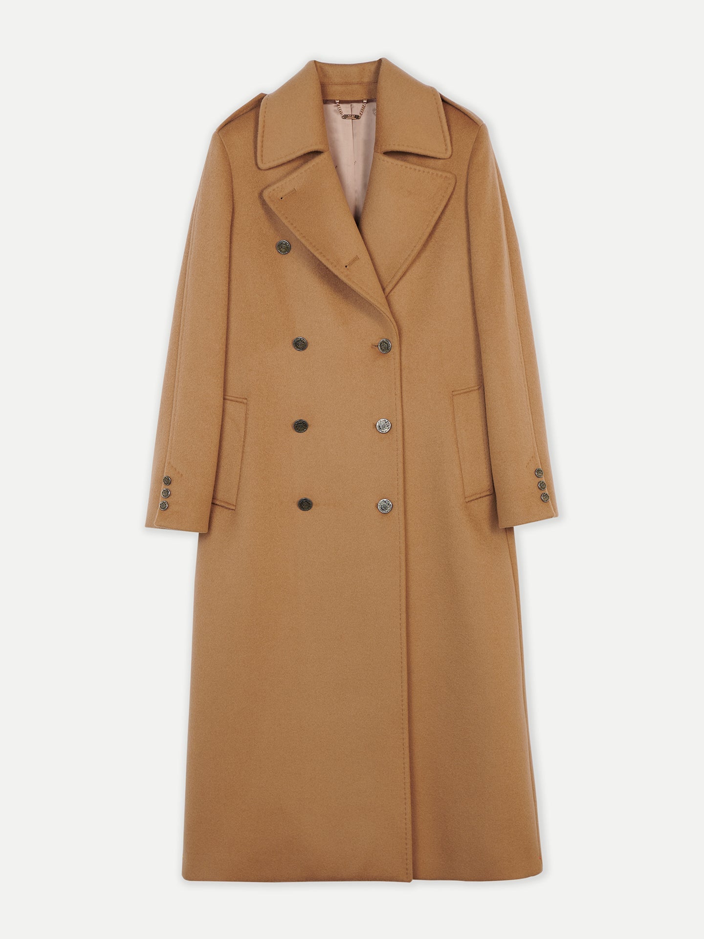 Women's Double-Breasted Cashmere Coat Almond - Gobi Cashmere