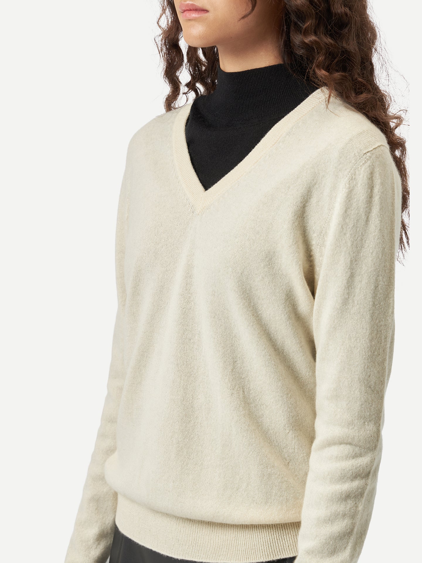 Pull col en V en Cachemire pour femmes Blanc - Gobi Cashmere