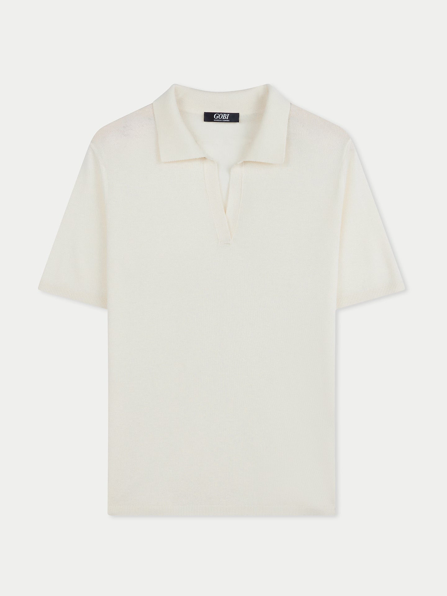 Women's Silk Cashmere Polo Shirt Whisper White - Gobi Cashmere